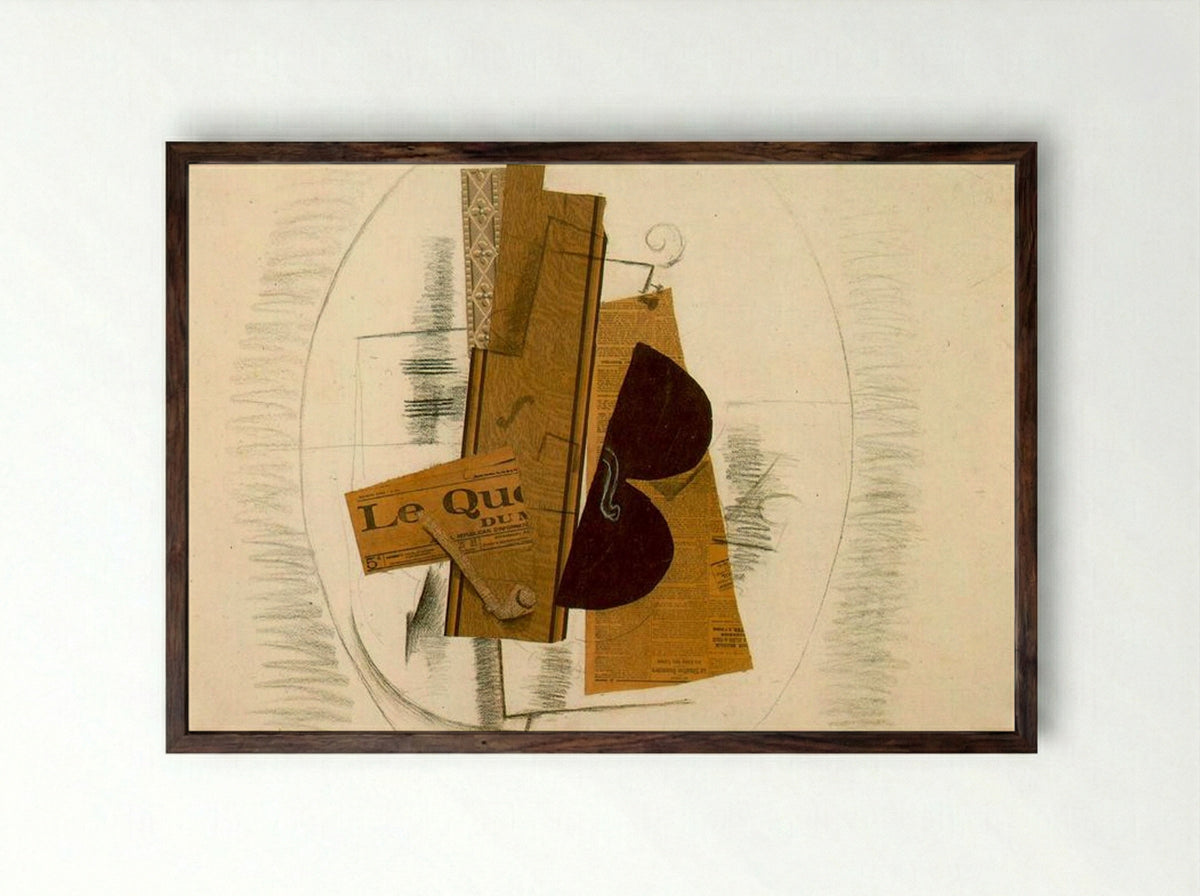Violin and Pipe, 'Le Quotidien' - Georges Braque - Framed Print Dark Wood