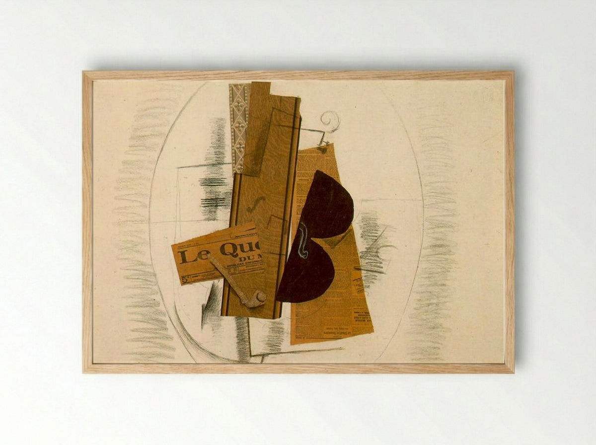 Violin and Pipe, 'Le Quotidien' - Georges Braque - Framed Print Wood