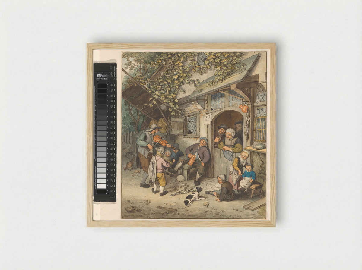 Vioolspeler voor een herberg - Cornelis Ploos van Amstel - Framed Print Wood