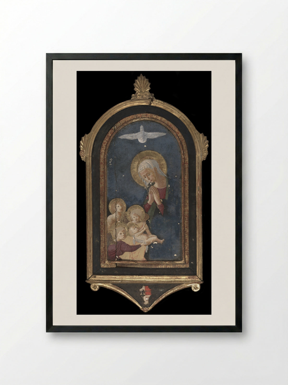 Virgin Adoring the Child - Pseudo Pier Francesco Fiorentino - Framed Print Black