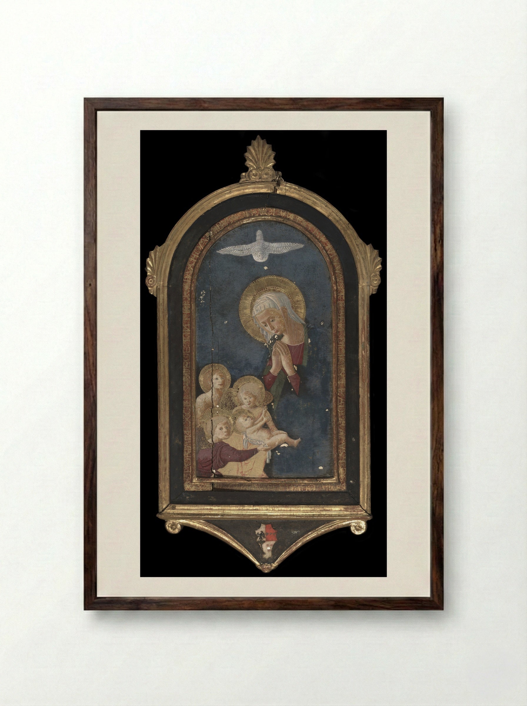 Virgin Adoring the Child - Pseudo Pier Francesco Fiorentino - Framed Print Dark Wood