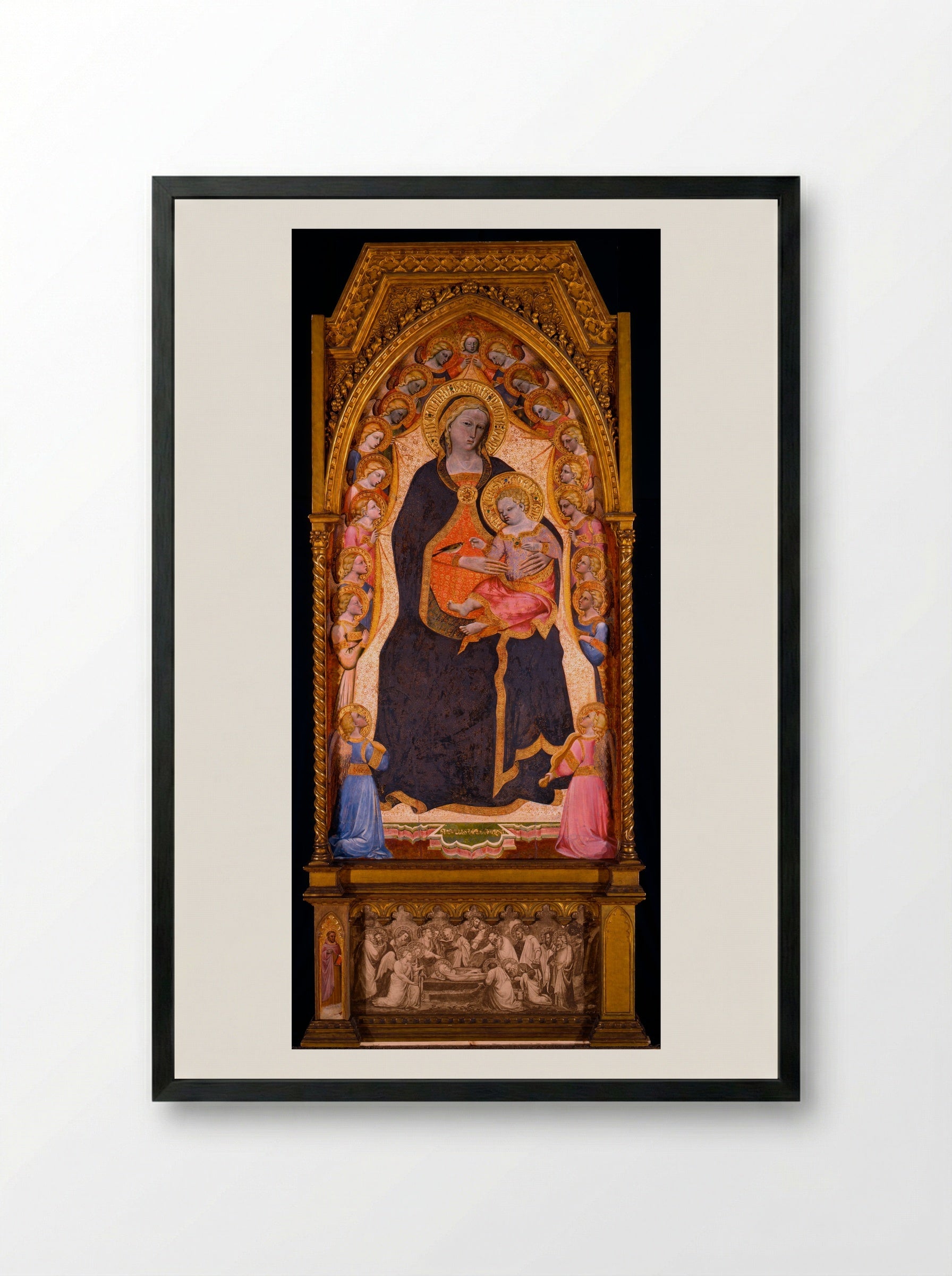Virgin Enthroned with Angels - Spinello Aretino - Framed Print Black