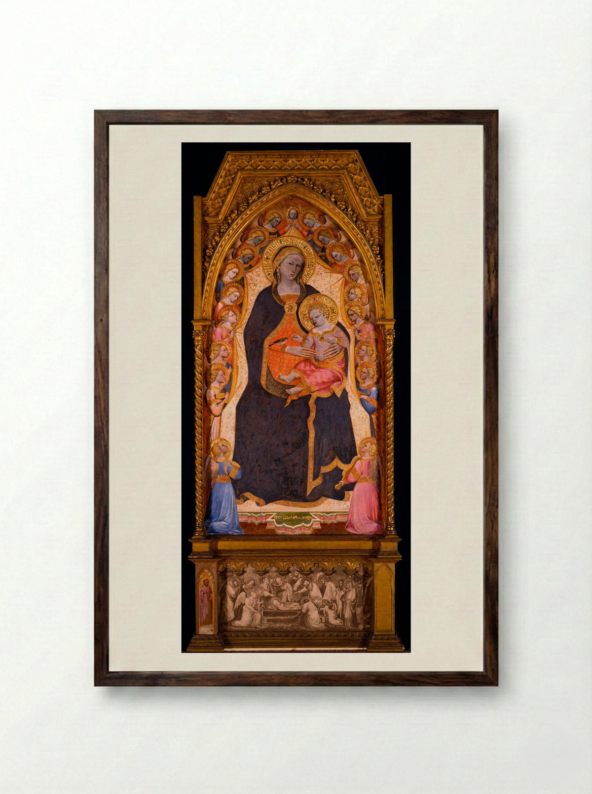 Virgin Enthroned with Angels - Spinello Aretino - Framed Print Dark Wood