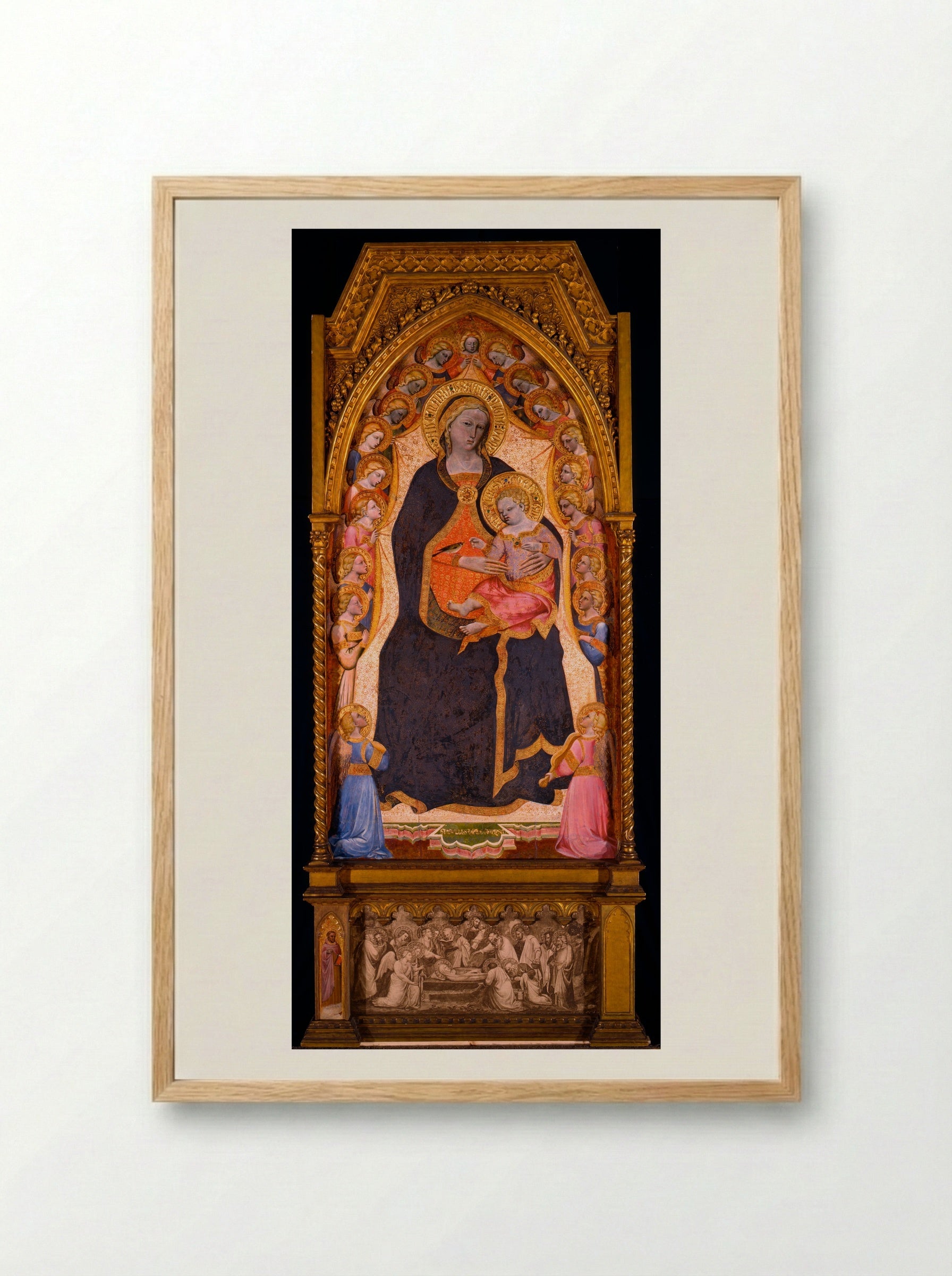 Virgin Enthroned with Angels - Spinello Aretino - Framed Print Wood
