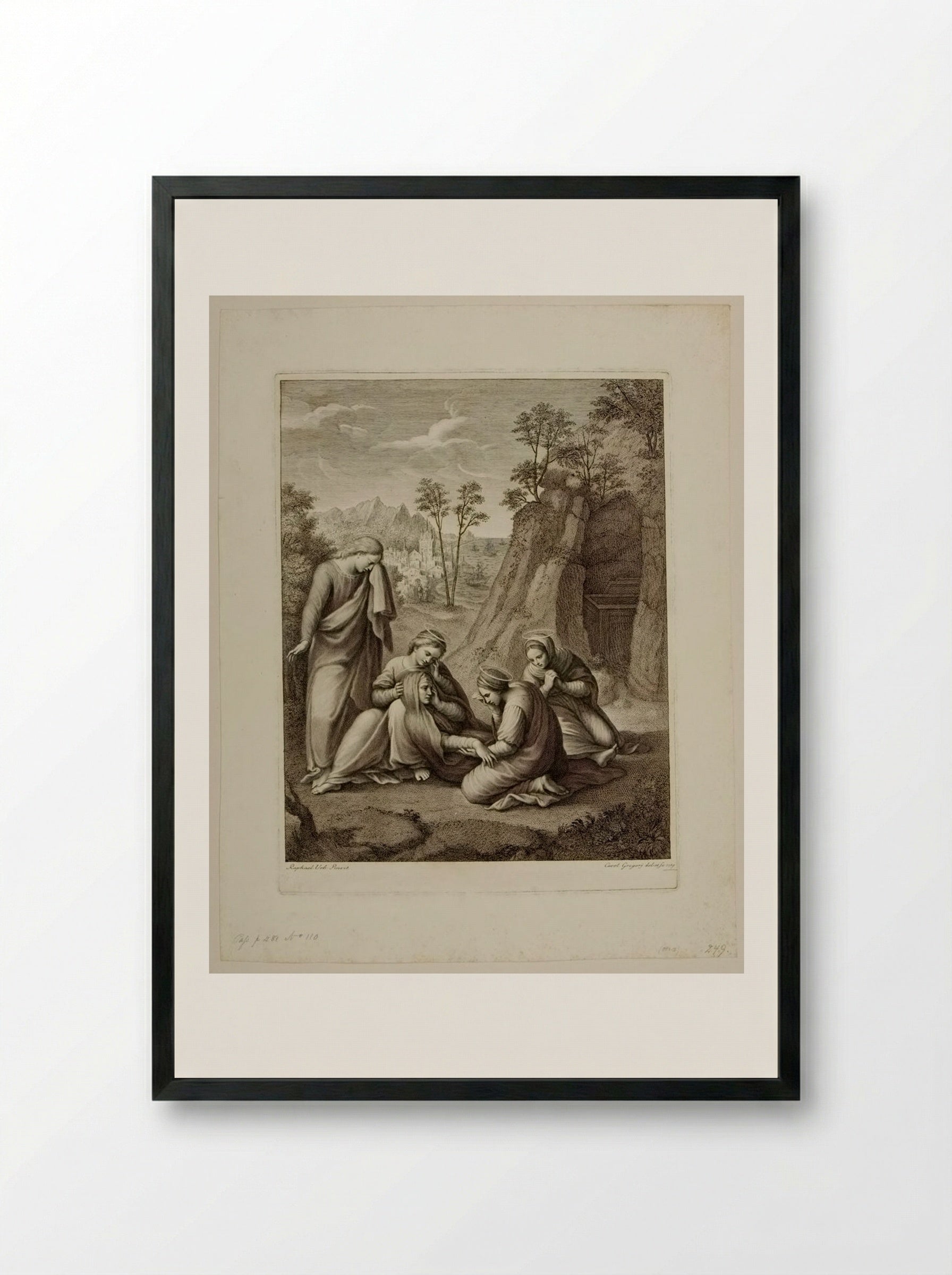 Virgin Fainting Before the Sepulchre - Carlo Gregori - Framed Print Black