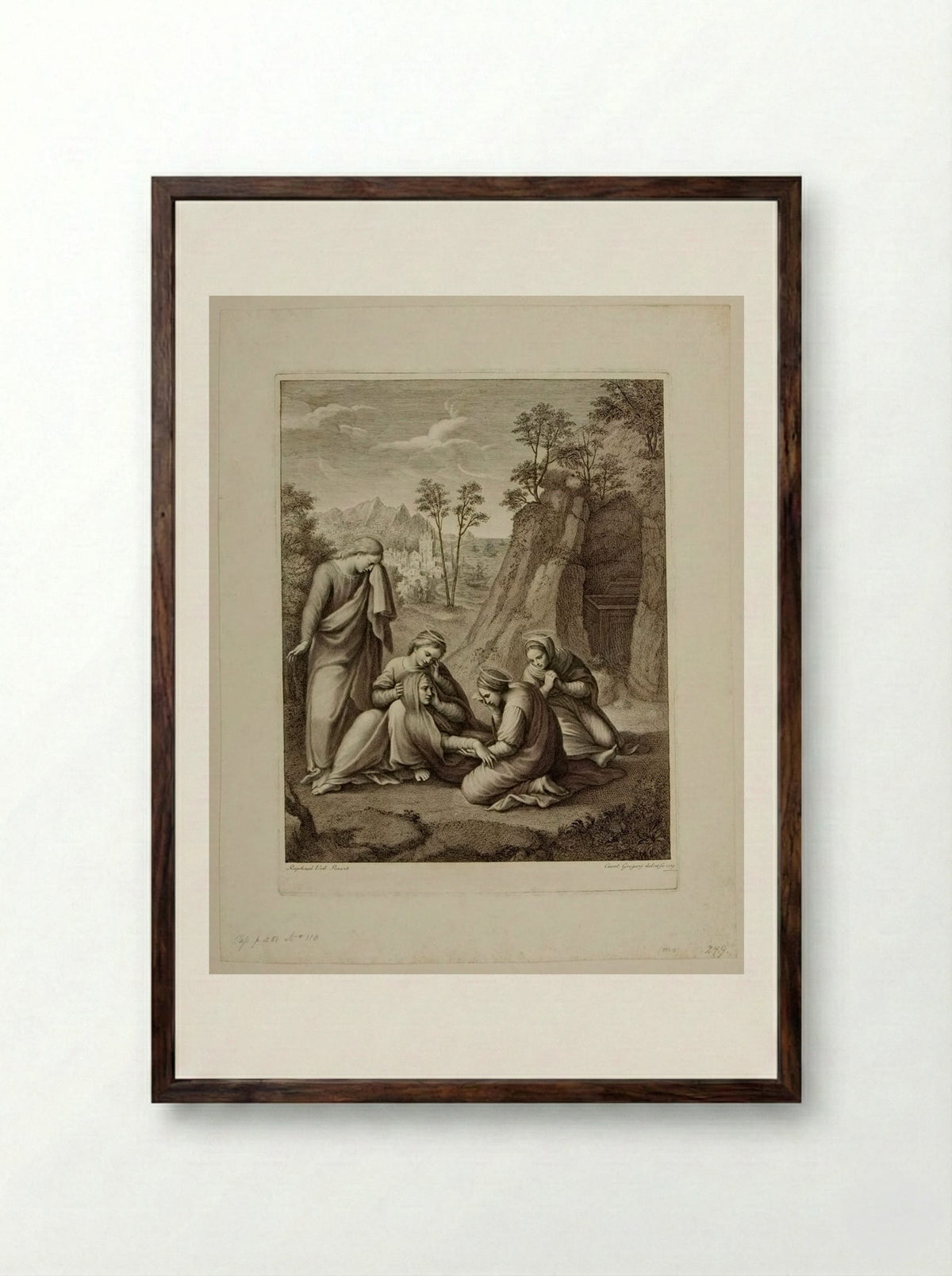 Virgin Fainting Before the Sepulchre - Carlo Gregori - Framed Print Dark Wood