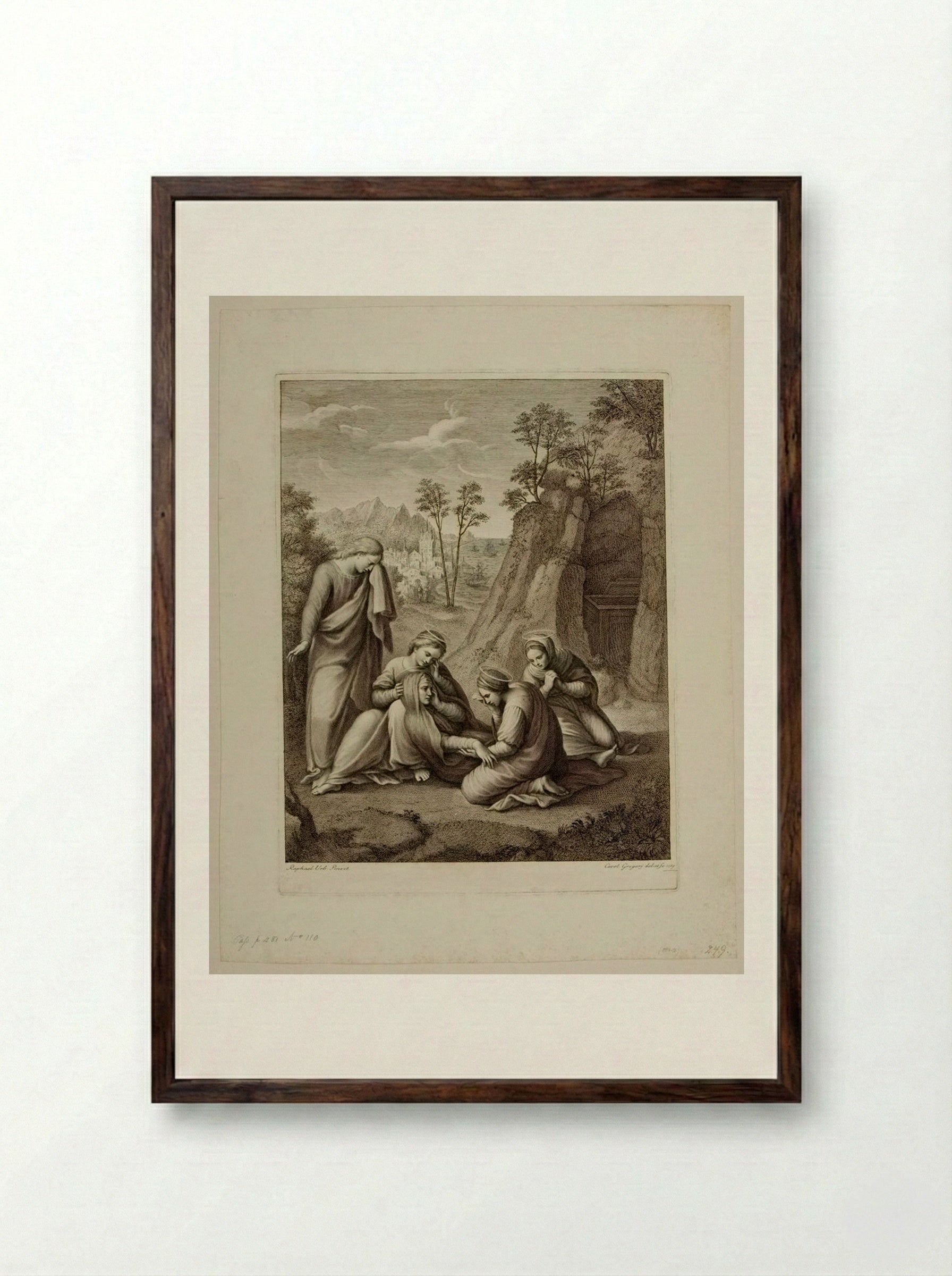 Virgin Fainting Before the Sepulchre - Carlo Gregori - Framed Print Dark Wood