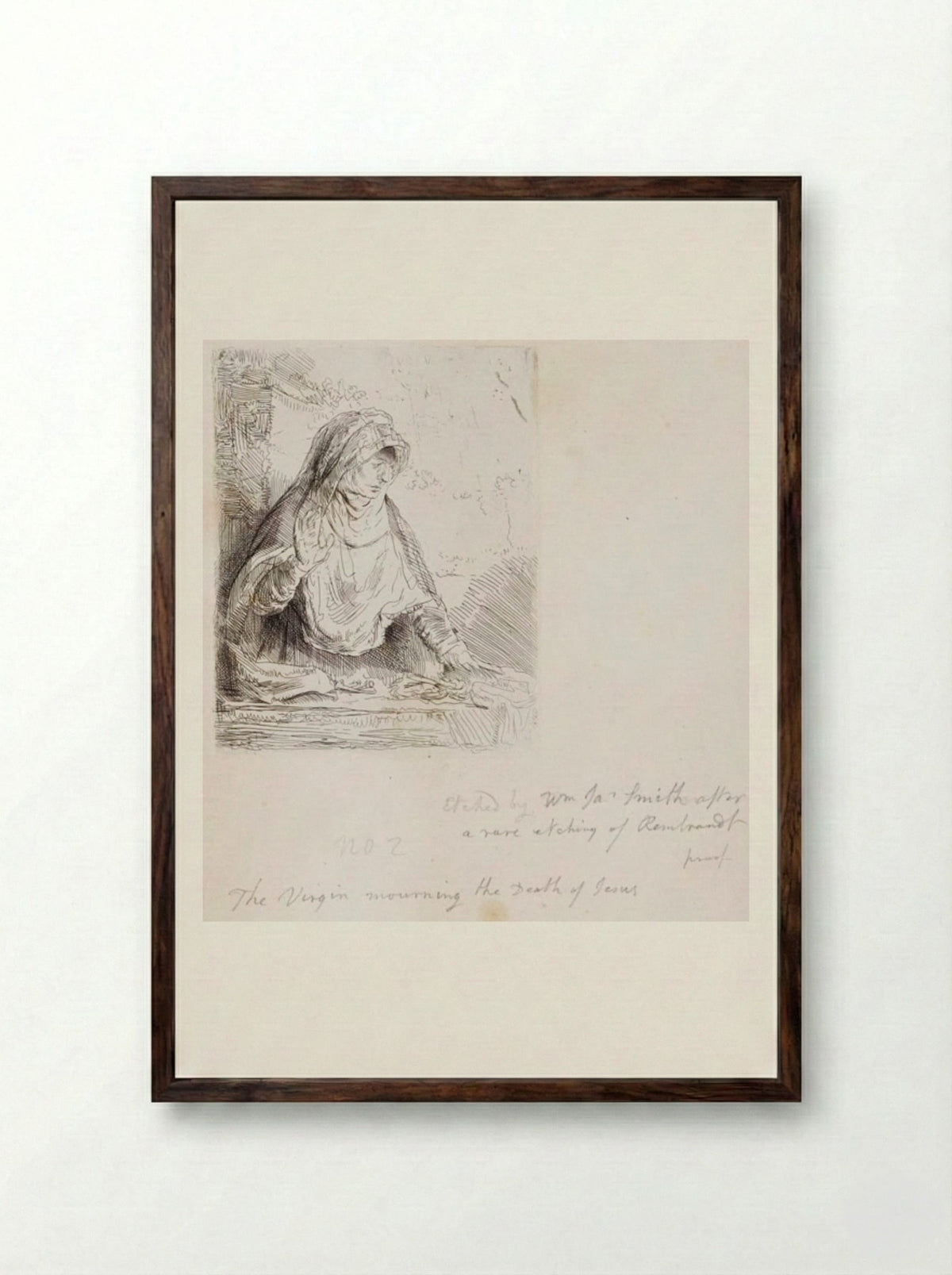 Virgin Mourning the Death of Jesus - William James Smith - Framed Print Dark Wood