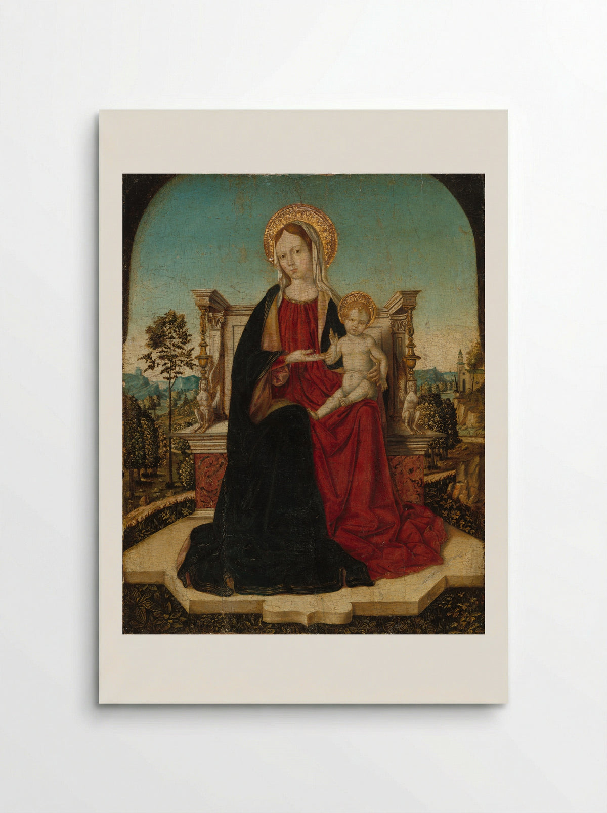 Virgin and Child Enthroned in a Landscape - Jacobello di Antonello - Poster