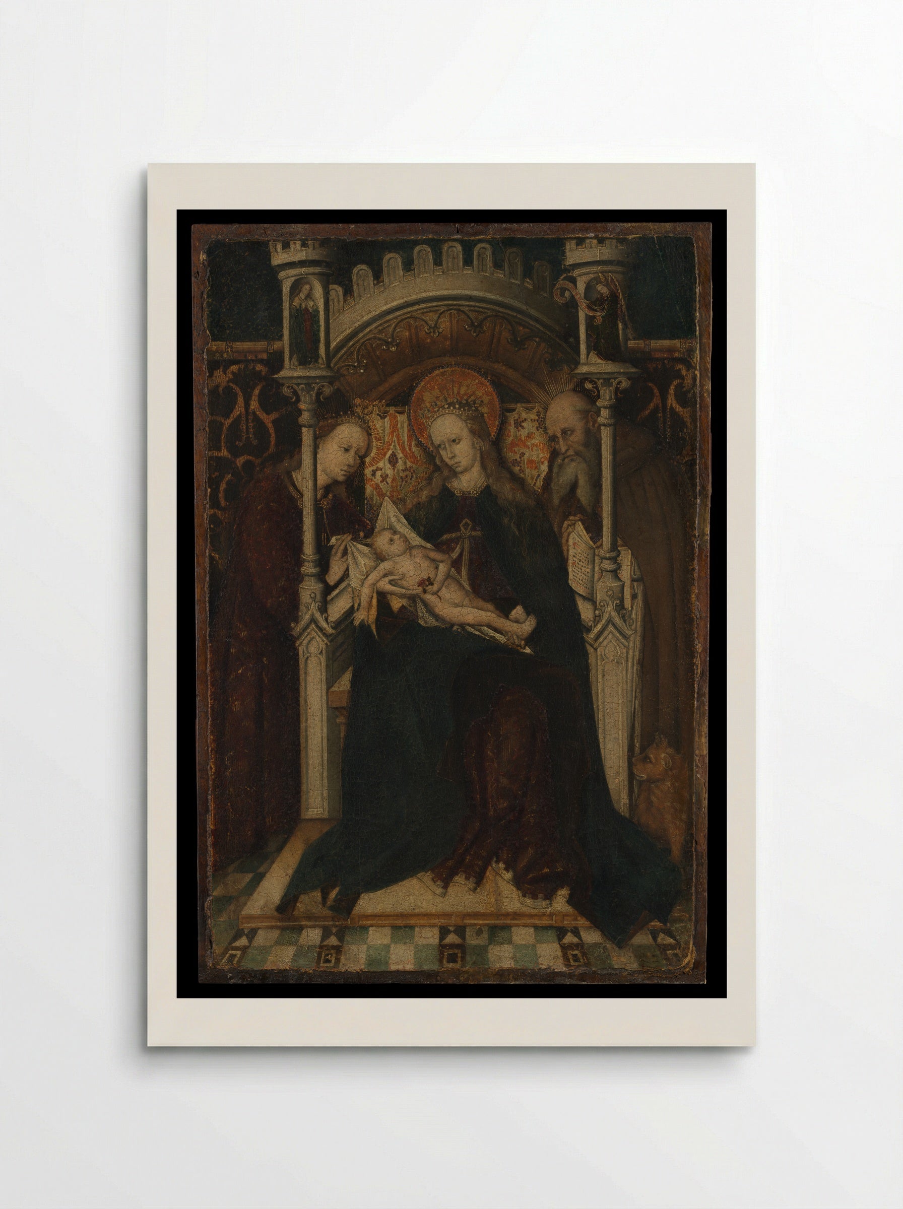 Virgin and Child Enthroned with Saints Catherine and Jerome - Spanish Painter - Poster