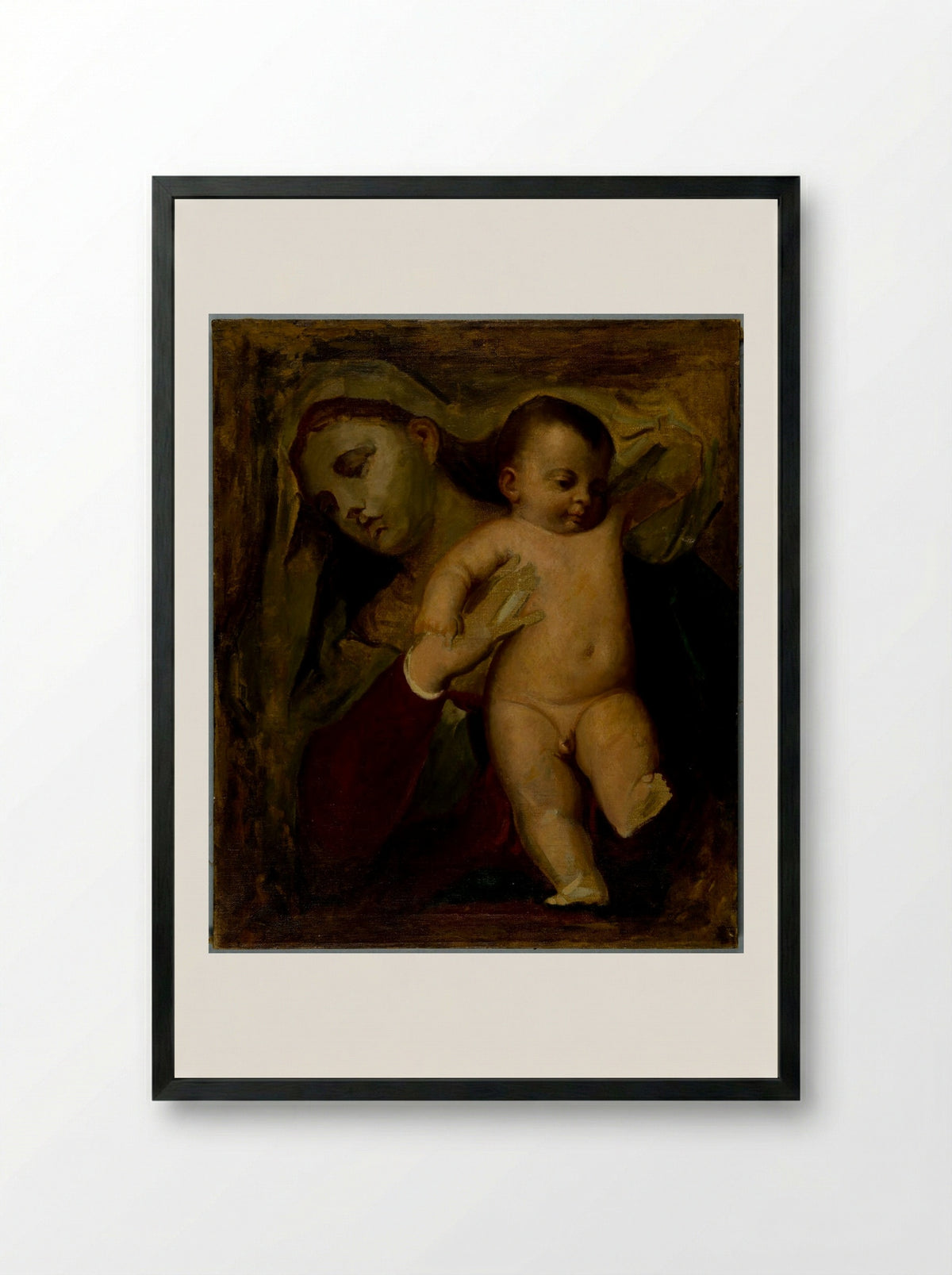 Virgin and Child, from the Pesaro Madonna, after Titian - Carl Peter Teigen - Framed Print Black