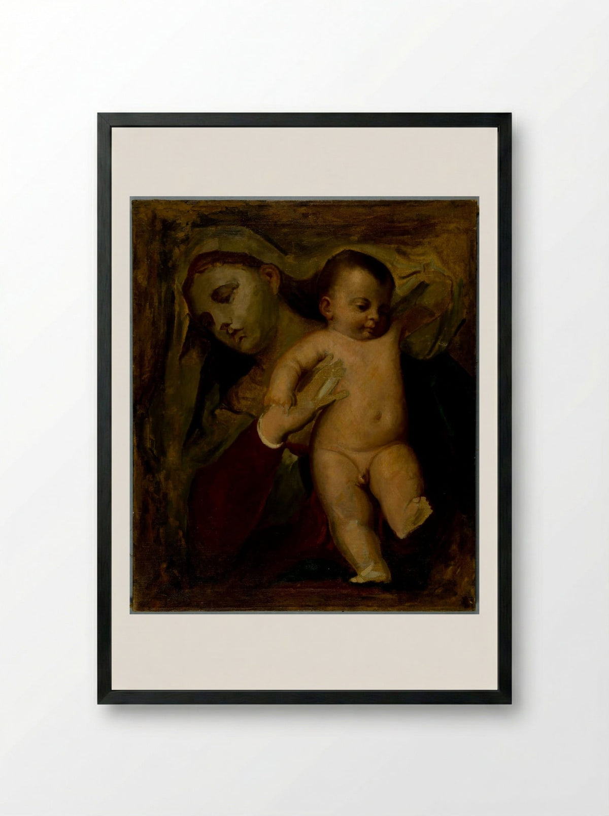 Virgin and Child, from the Pesaro Madonna, after Titian - Carl Peter Teigen - Framed Print Black