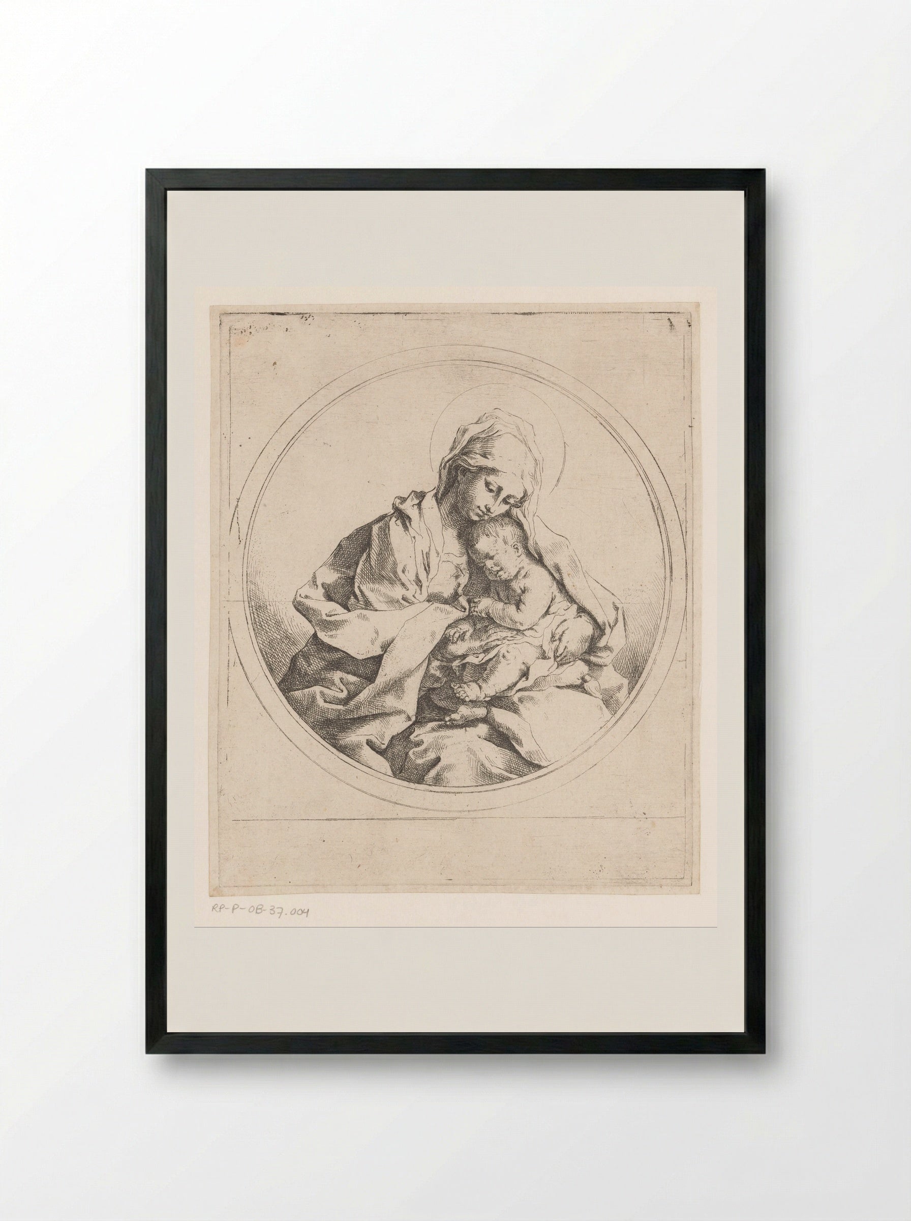 Virgin and Child in a Circle - Guido Reni - Framed Print Black