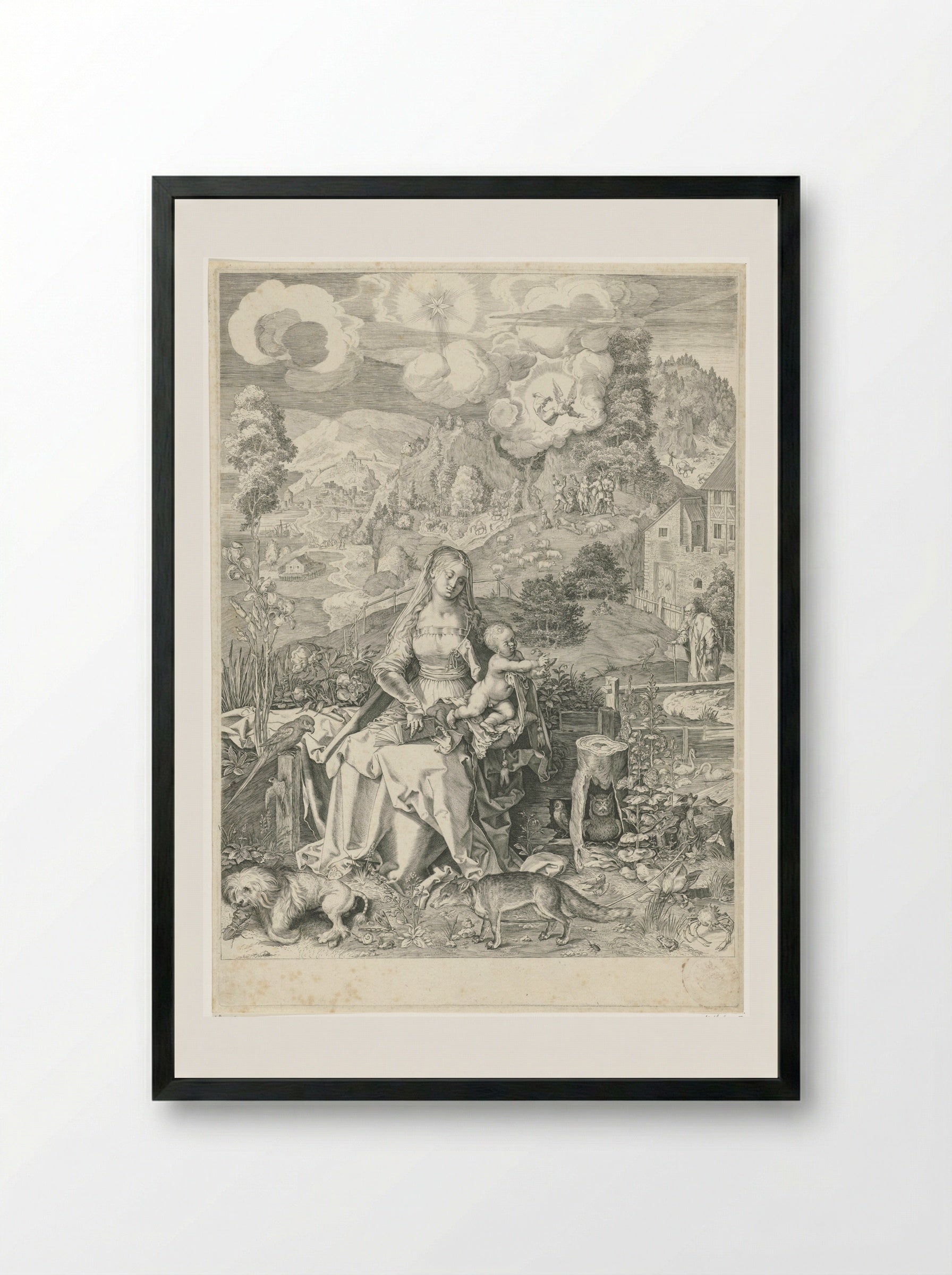 Virgin and Child in a Landscape - Aegidius Sadeler (II) - Framed Print Black