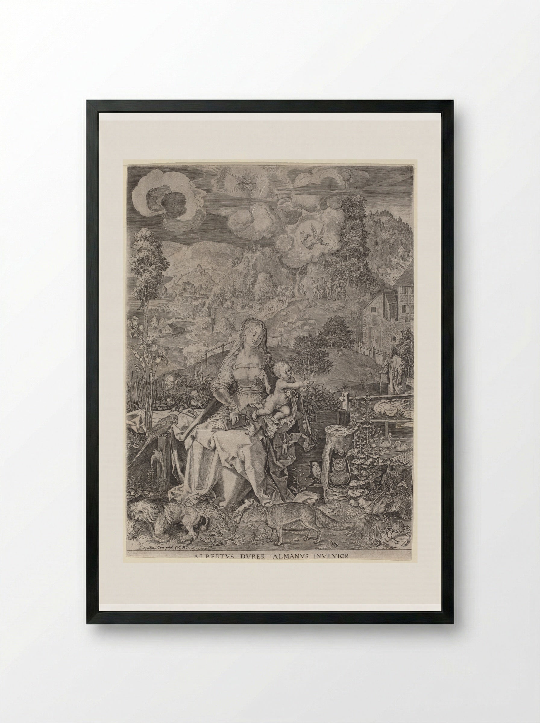 Virgin and Child in a Landscape - Aegidius Sadeler II - Framed Print Black