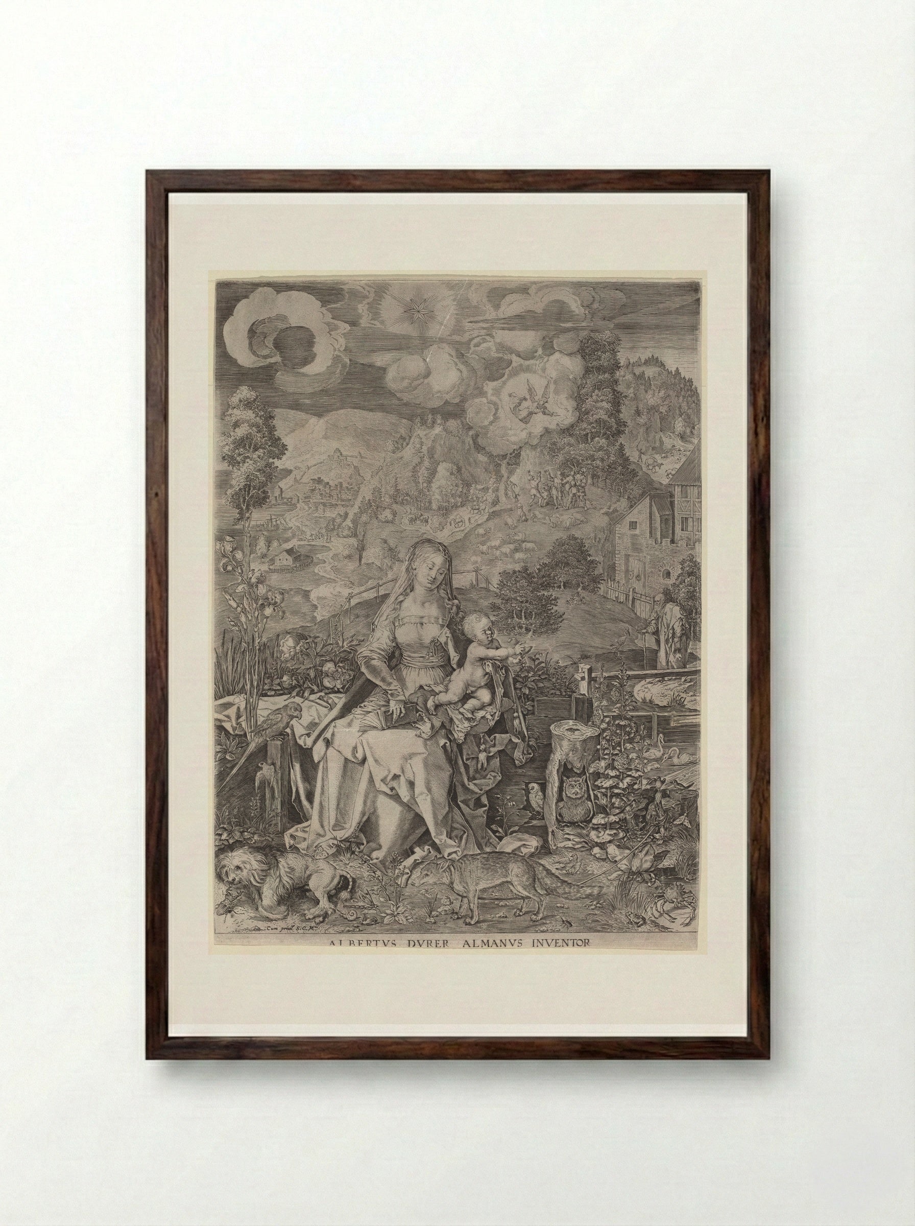 Virgin and Child in a Landscape - Aegidius Sadeler II - Framed Print Dark Wood