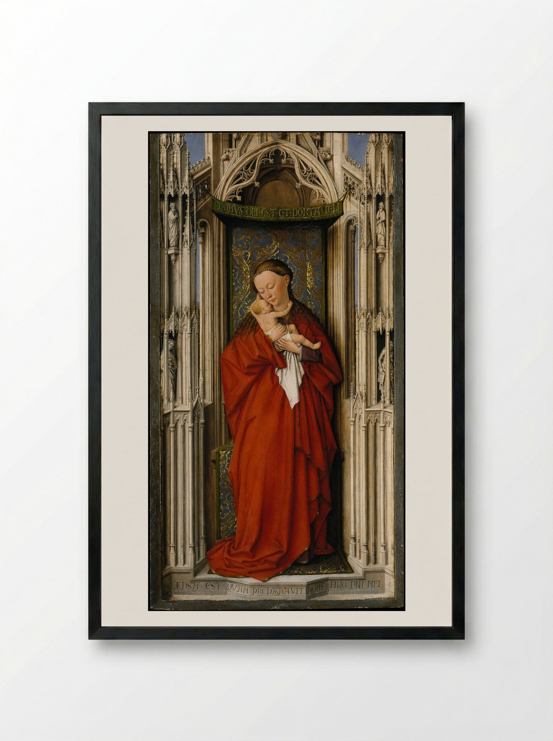 Virgin and Child in a Niche - Jan van Eyck - Framed Print Black