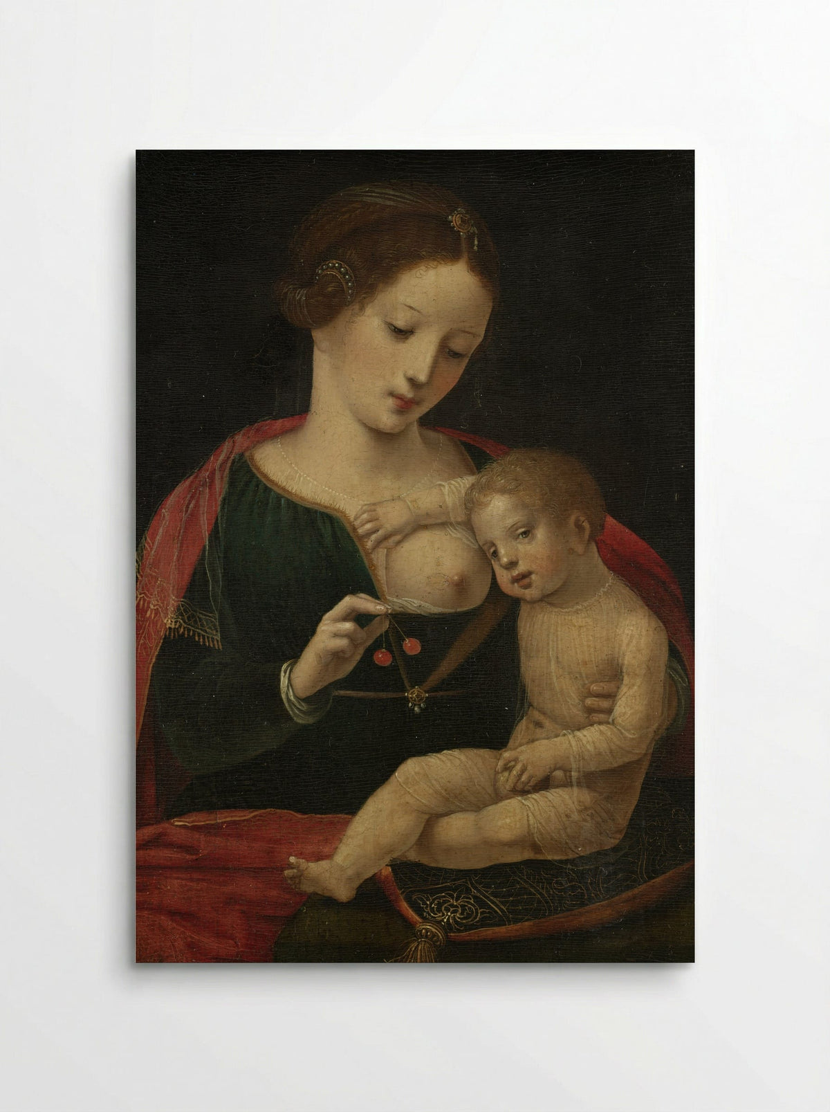 Virgin and Child with Cherries - Master of the Female Half-Lengths - Poster
