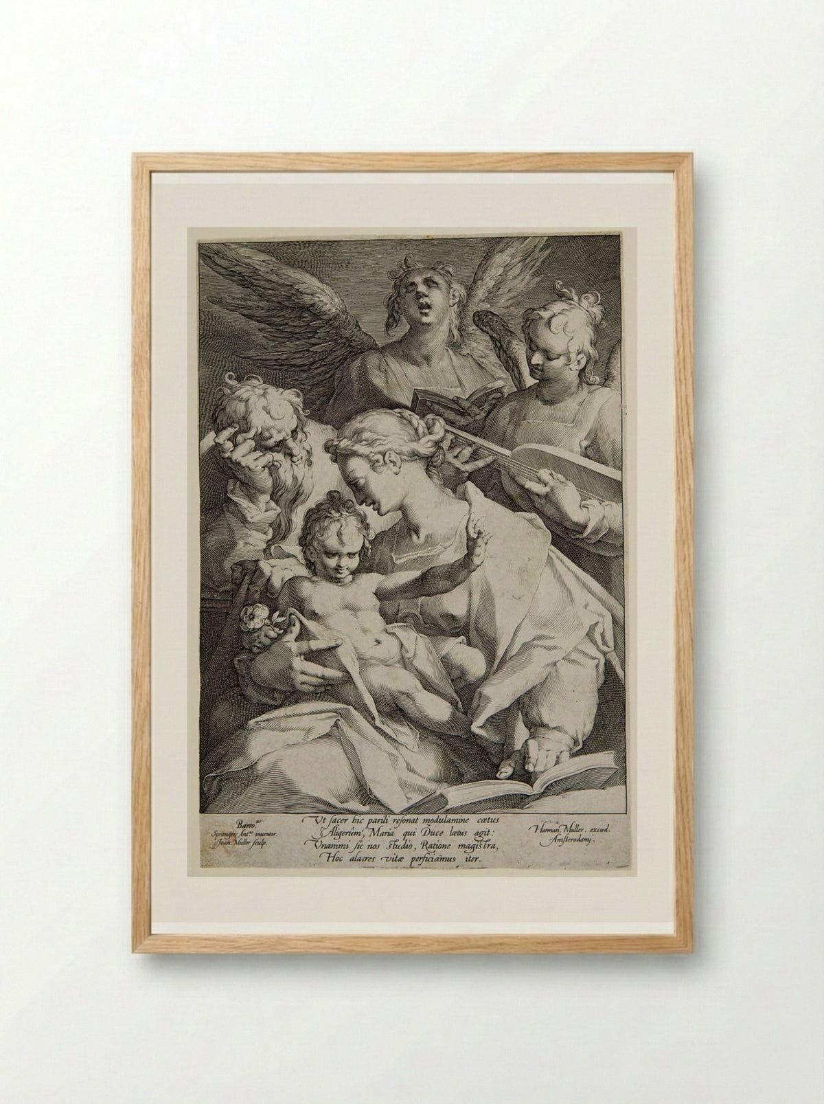 Virgin and Child with Joseph and Two Music-Making Angels - Jan Harmensz. Muller - Framed Print Wood