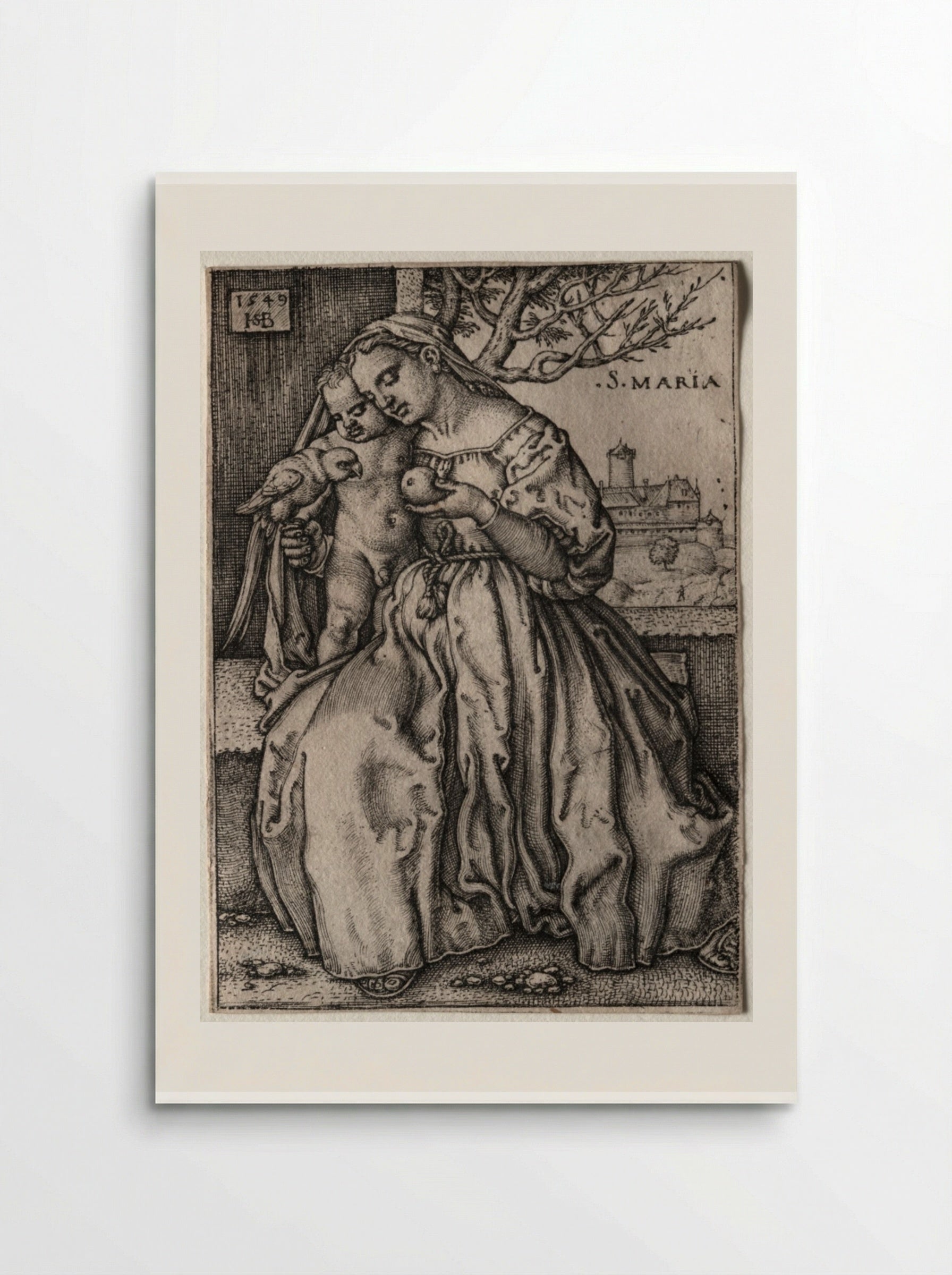Virgin and Child with Parrot - Hans Sebald Beham - Poster