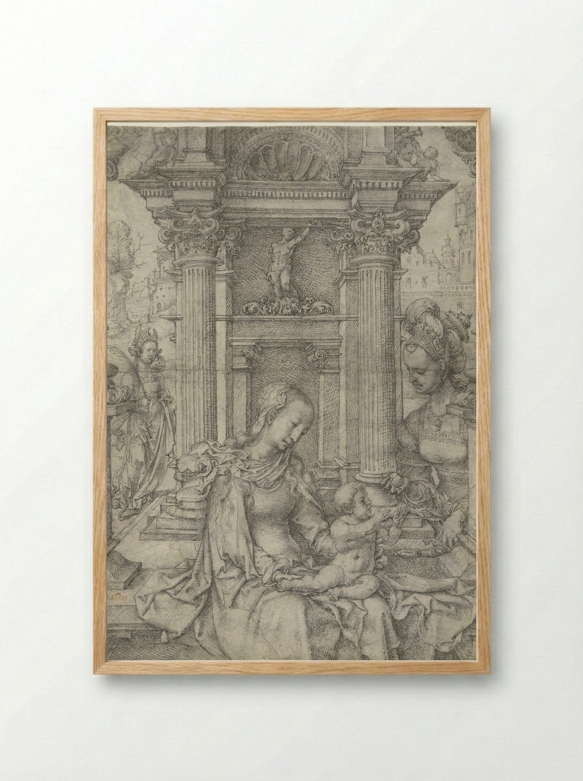 Virgin and Child with Saint Barbara and Saint Catherine - Jan Gossart - Framed Print Wood