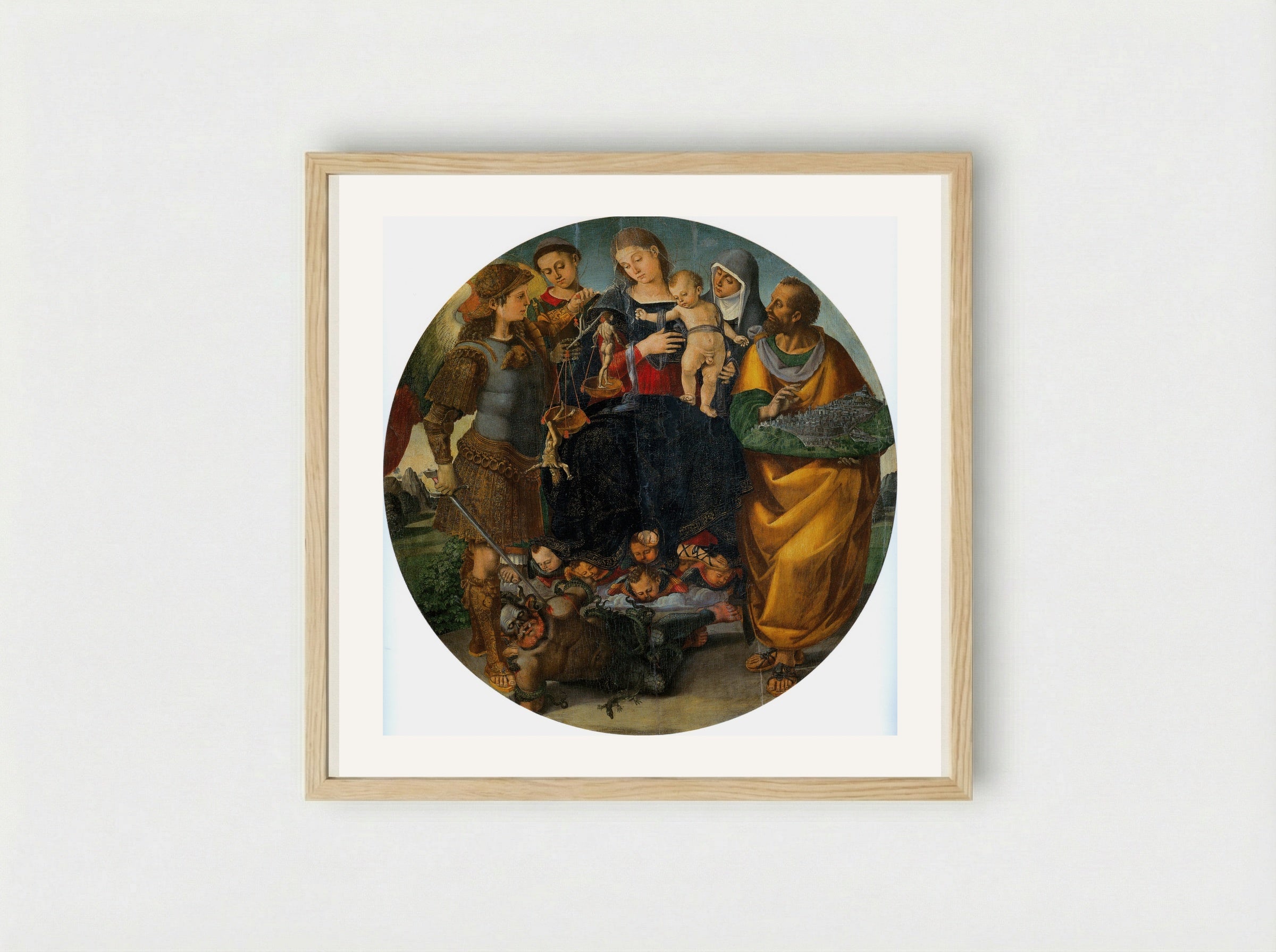 Virgin and Child with Saints and Angels - Luca Signorelli - Framed Print Wood