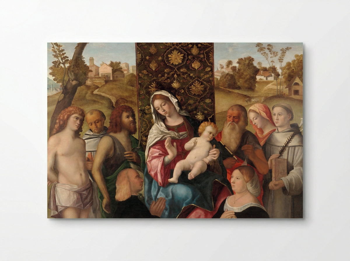 Virgin and Child with Saints and Donors - Giovanni Bellini - Poster