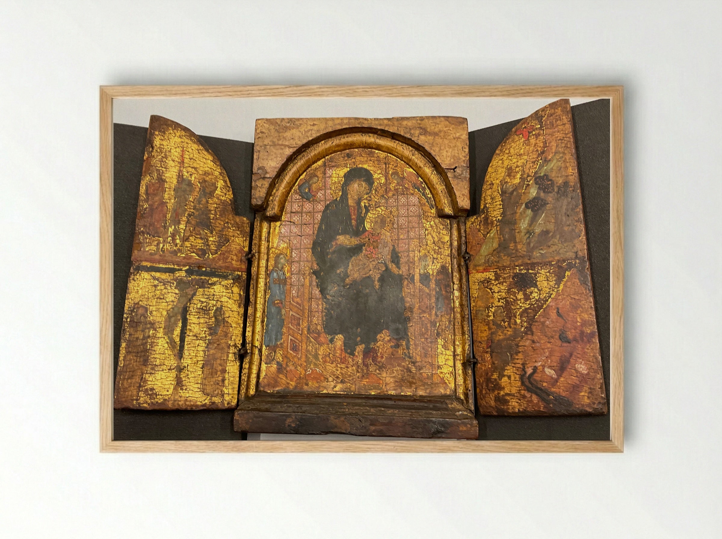 Virgin and Child, with Scenes from the Lives of Christ and Saint Francis - Duccio di Buoninsegna - Framed Print Wood