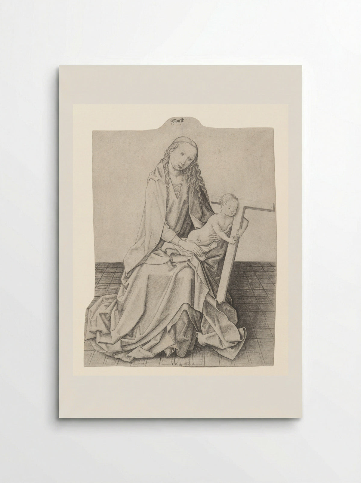 Virgin and Child with a Cross - Meester IAM van Zwoll - Poster