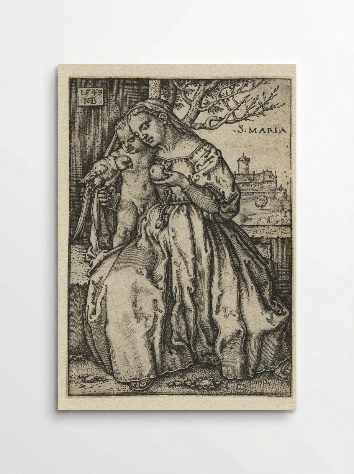 Virgin and Child with a Parrot and a Pear - Hans Sebald Beham - Poster