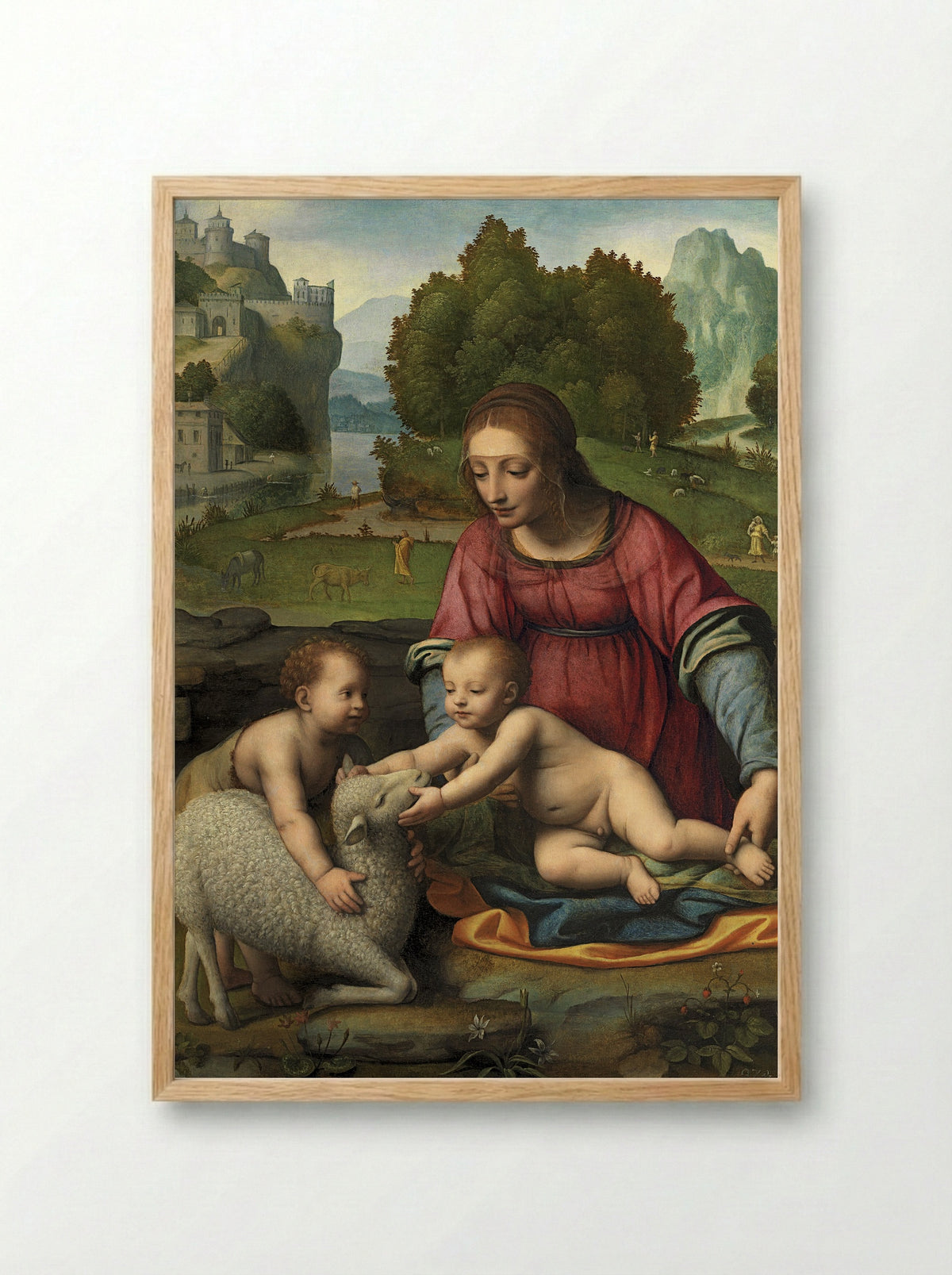Virgin and Child with the Infant Saint John the Baptist - Bernardino Luini - Framed Print Wood