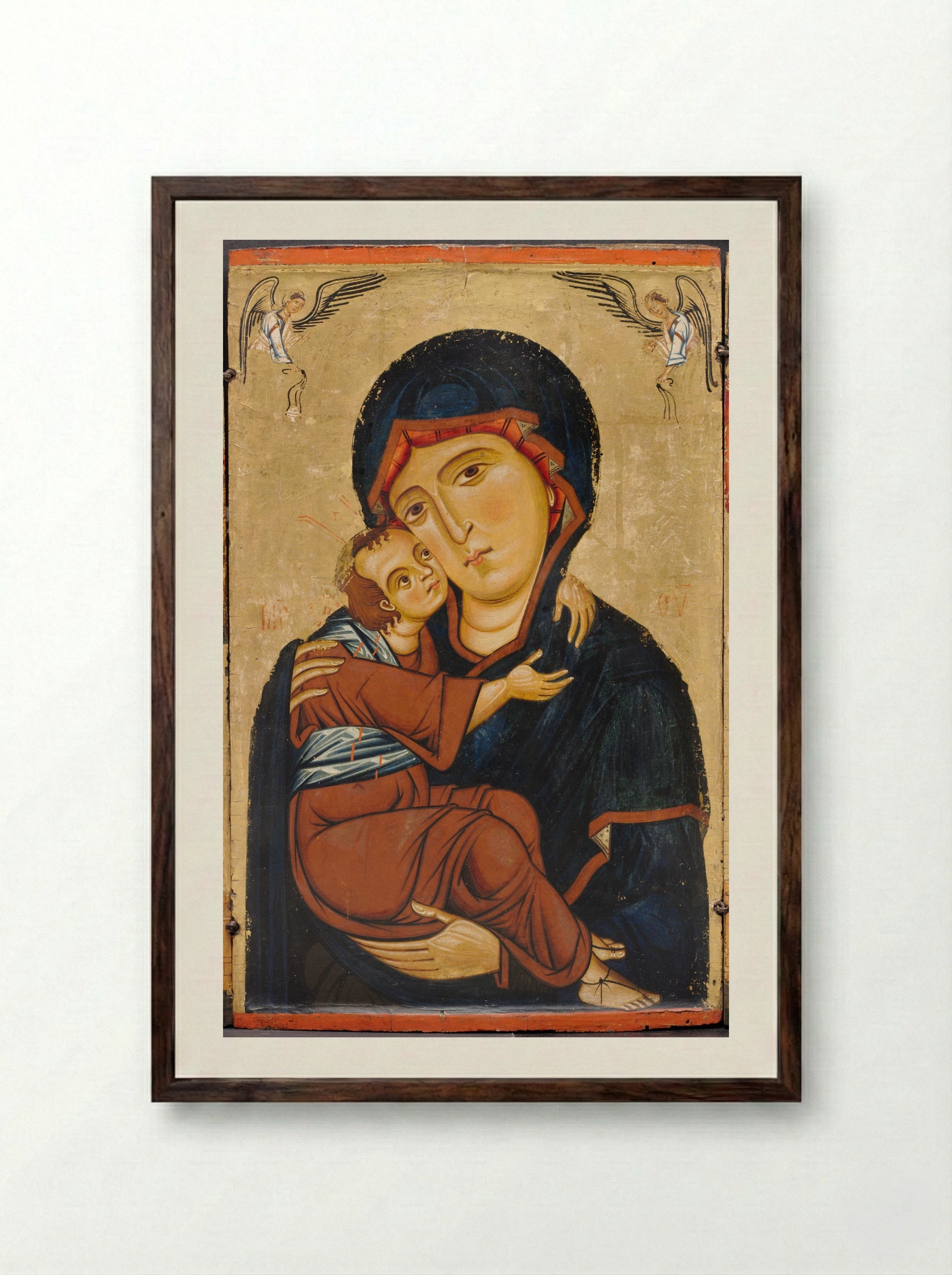 Virgin and Child - Berlinghiero - Framed Print Dark Wood
