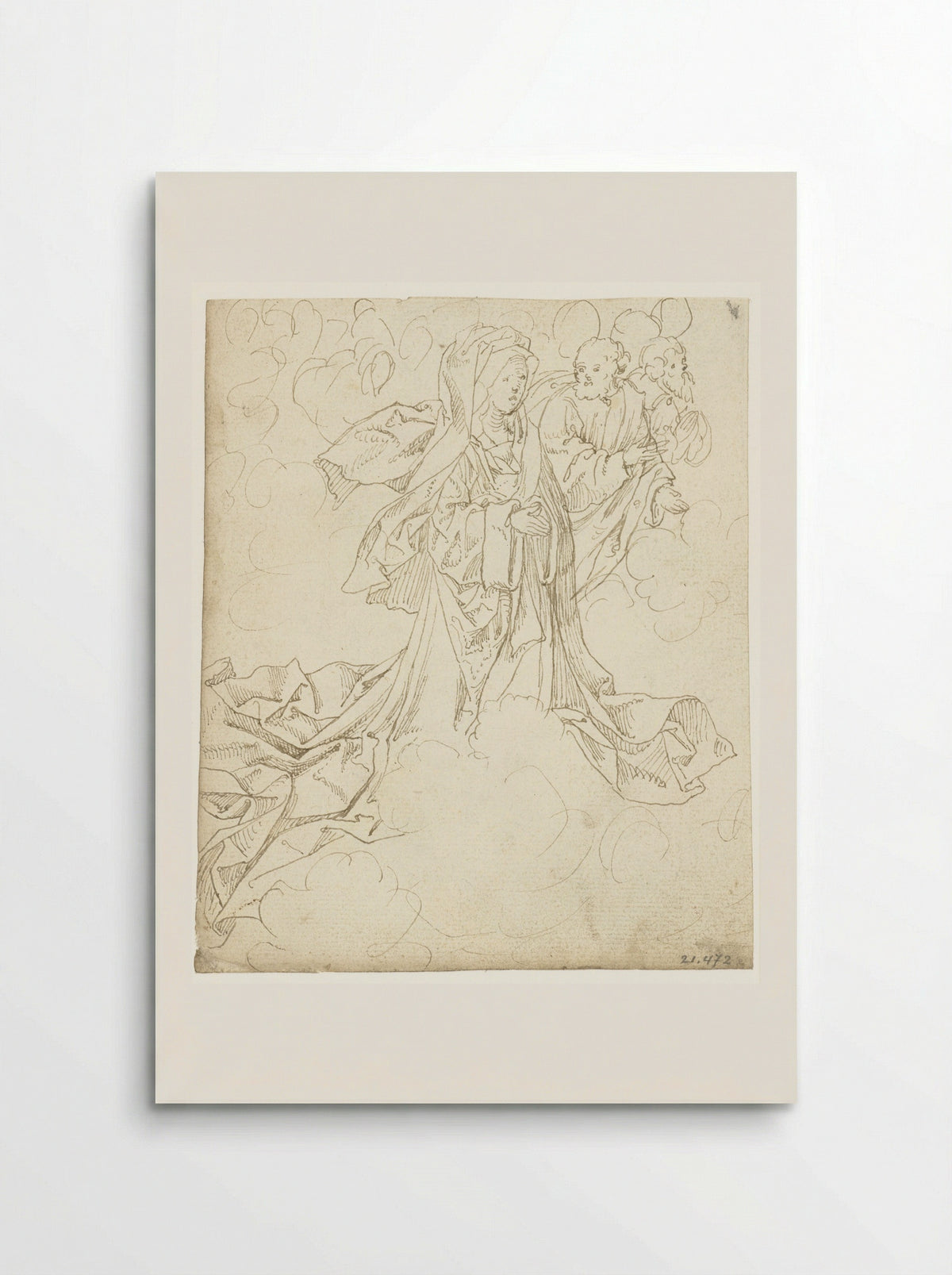 Virgin and Two Saints Among Clouds - Master of the Berlin Sketchbook - Poster