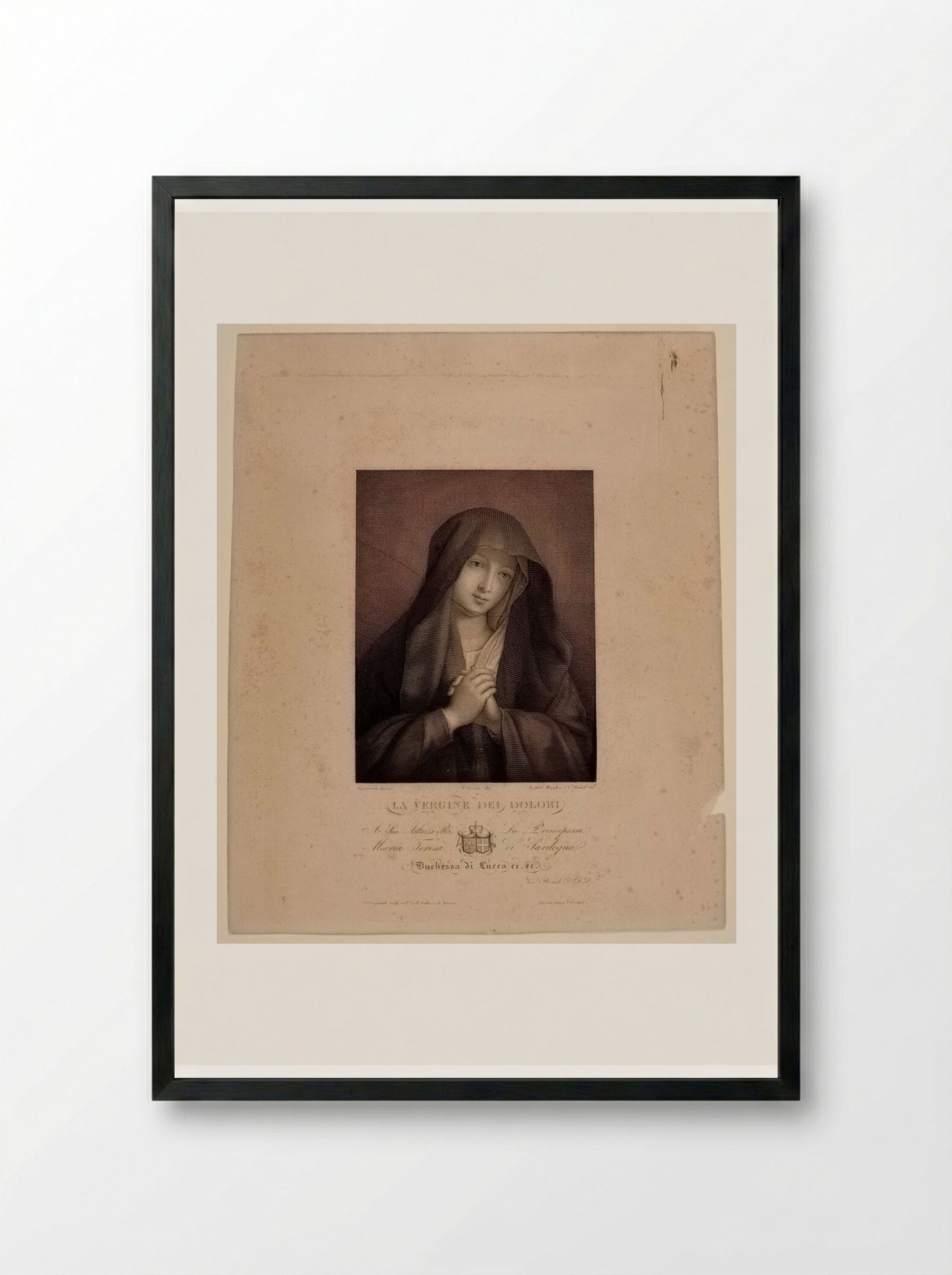 Virgin of Sorrows - Raphael Morghen - Framed Print Black