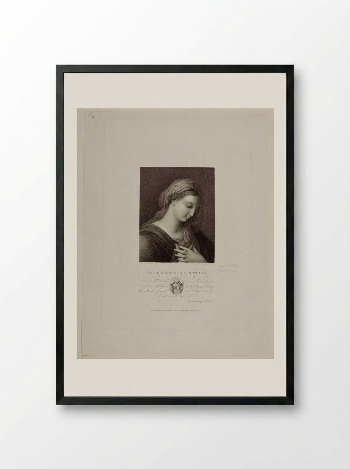Virgin with Folded Hands - Giovacchino Cantini - Framed Print Black