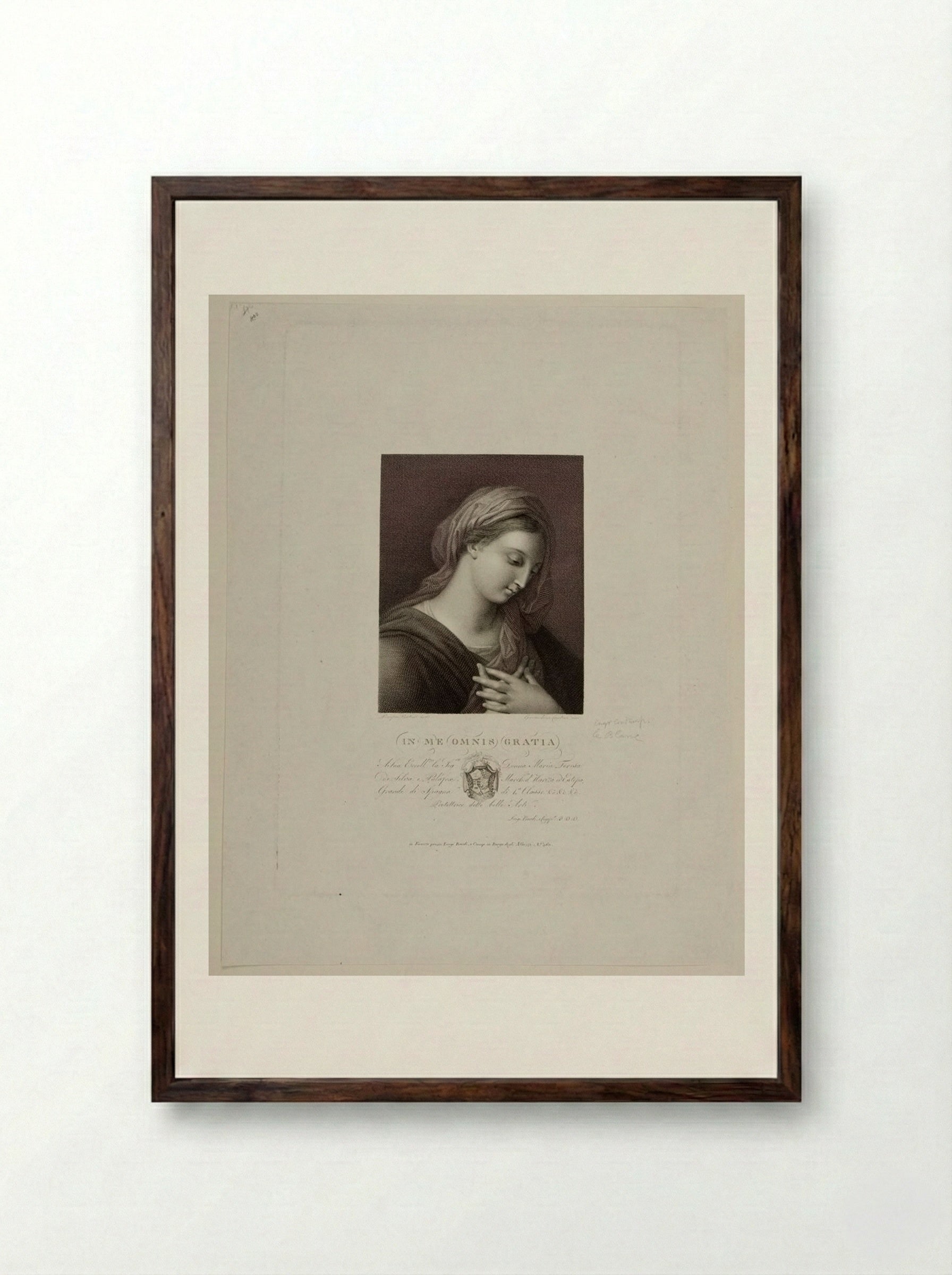 Virgin with Folded Hands - Giovacchino Cantini - Framed Print Dark Wood