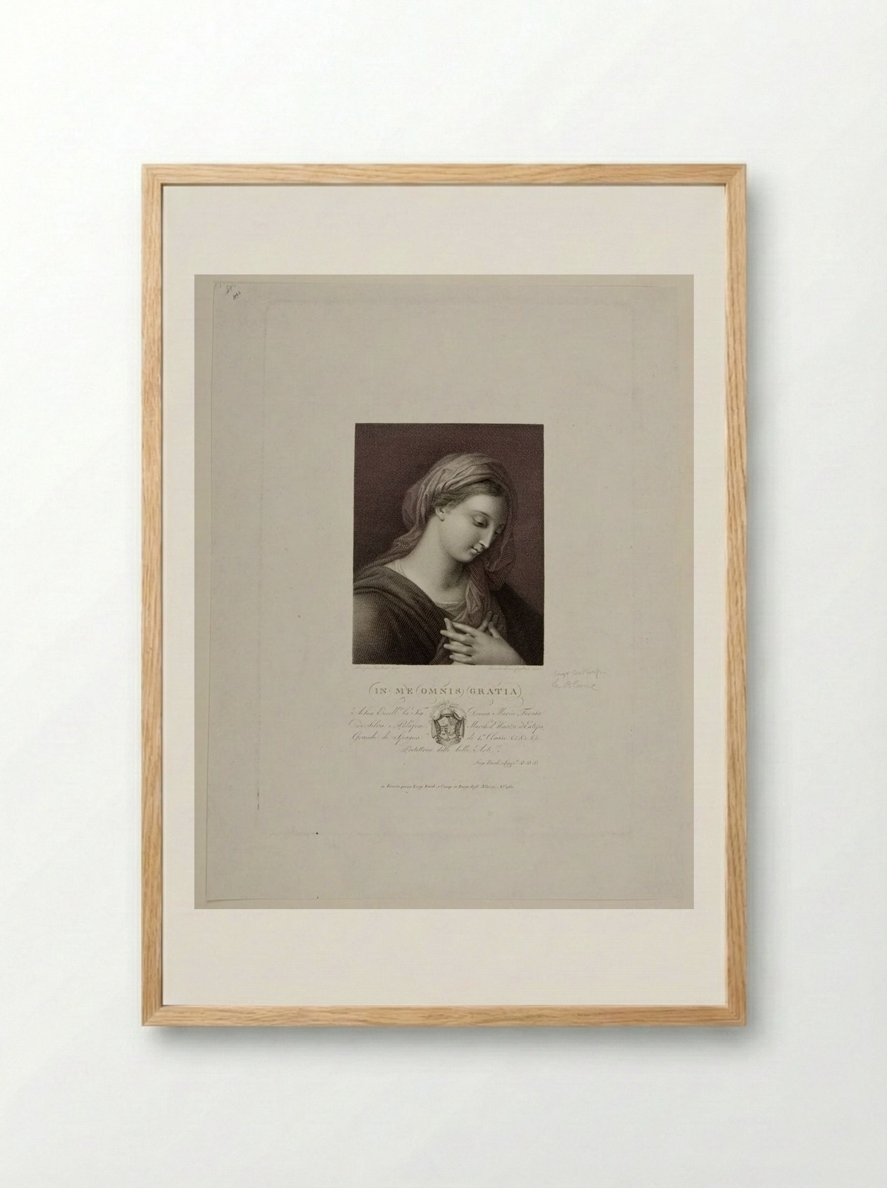 Virgin with Folded Hands - Giovacchino Cantini - Framed Print Wood