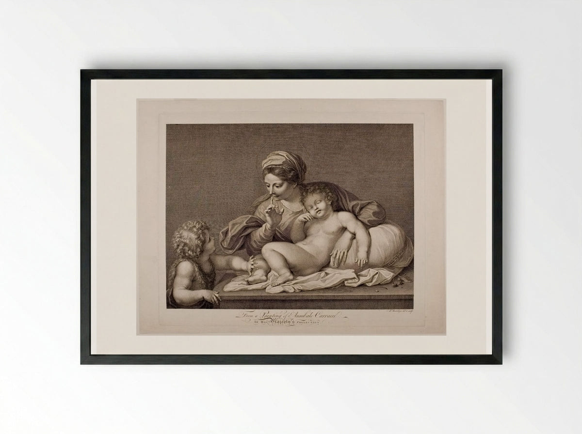 Virgin with Sleeping Child and Saint John - Francesco Bartolozzi - Framed Print Black