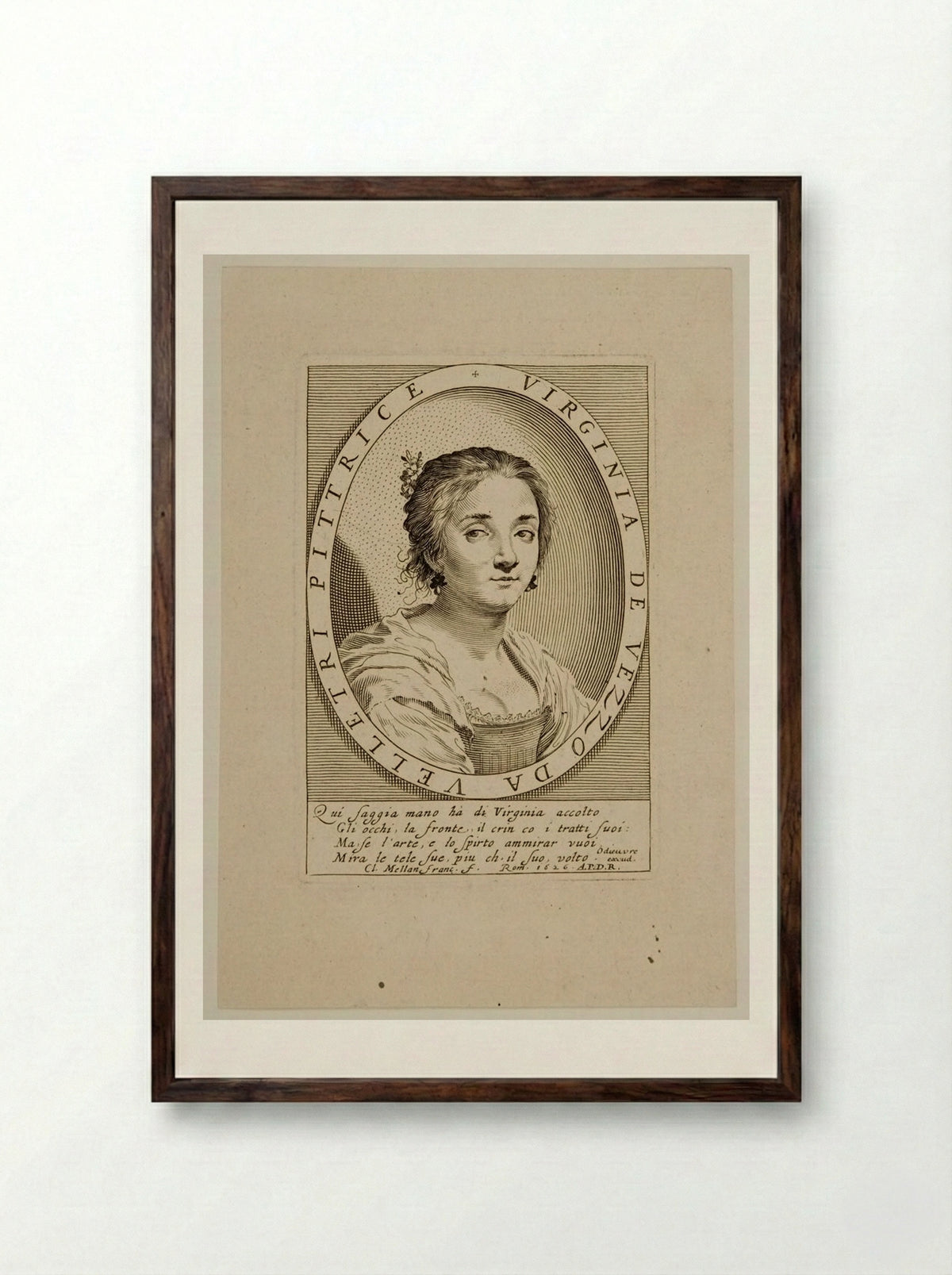 Virginia de Vezzo da Velletri - Claude Mellan - Framed Print Dark Wood