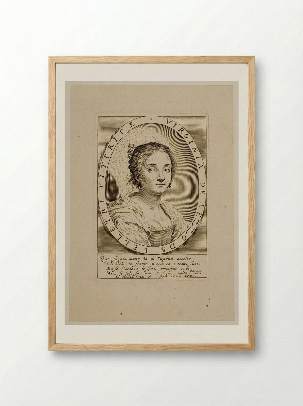 Virginia de Vezzo da Velletri - Claude Mellan - Framed Print Wood