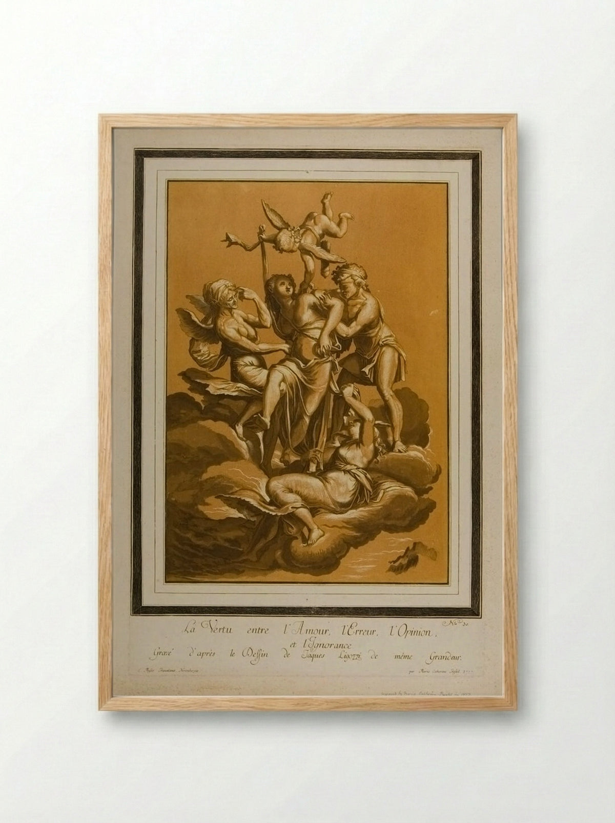 Virtue between Love, Error, Opinion, and Ignorance - Maria Catharina Prestel - Framed Print Wood