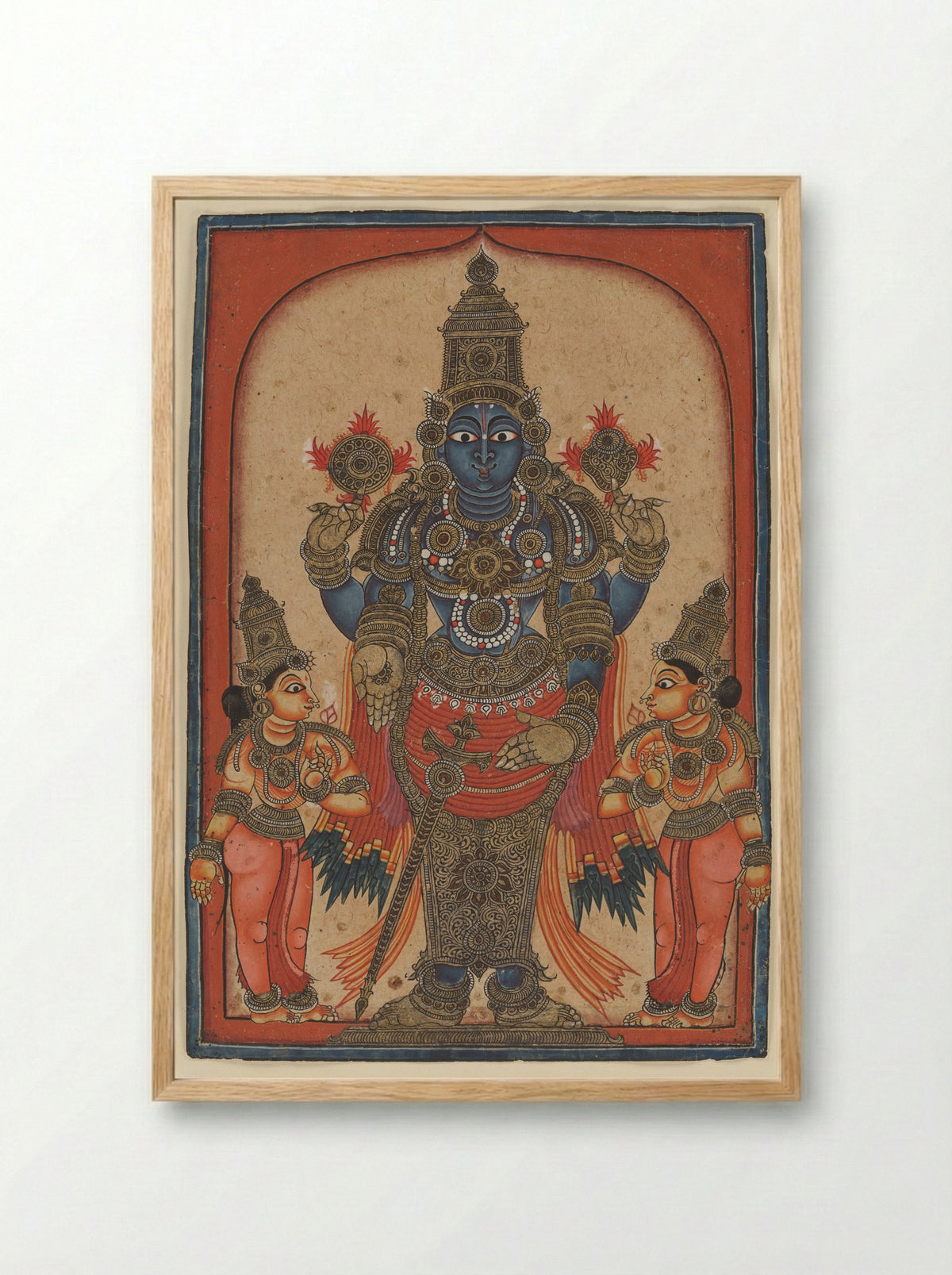 Vishnu Venkateshvara, Lord of Tirupati - Tirupati School - Framed Print Wood