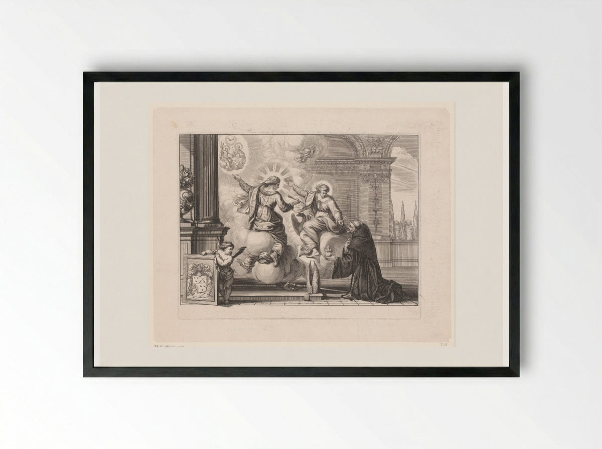 Visioen van de Heilige Augustinus - Abraham Bosse - Framed Print Black