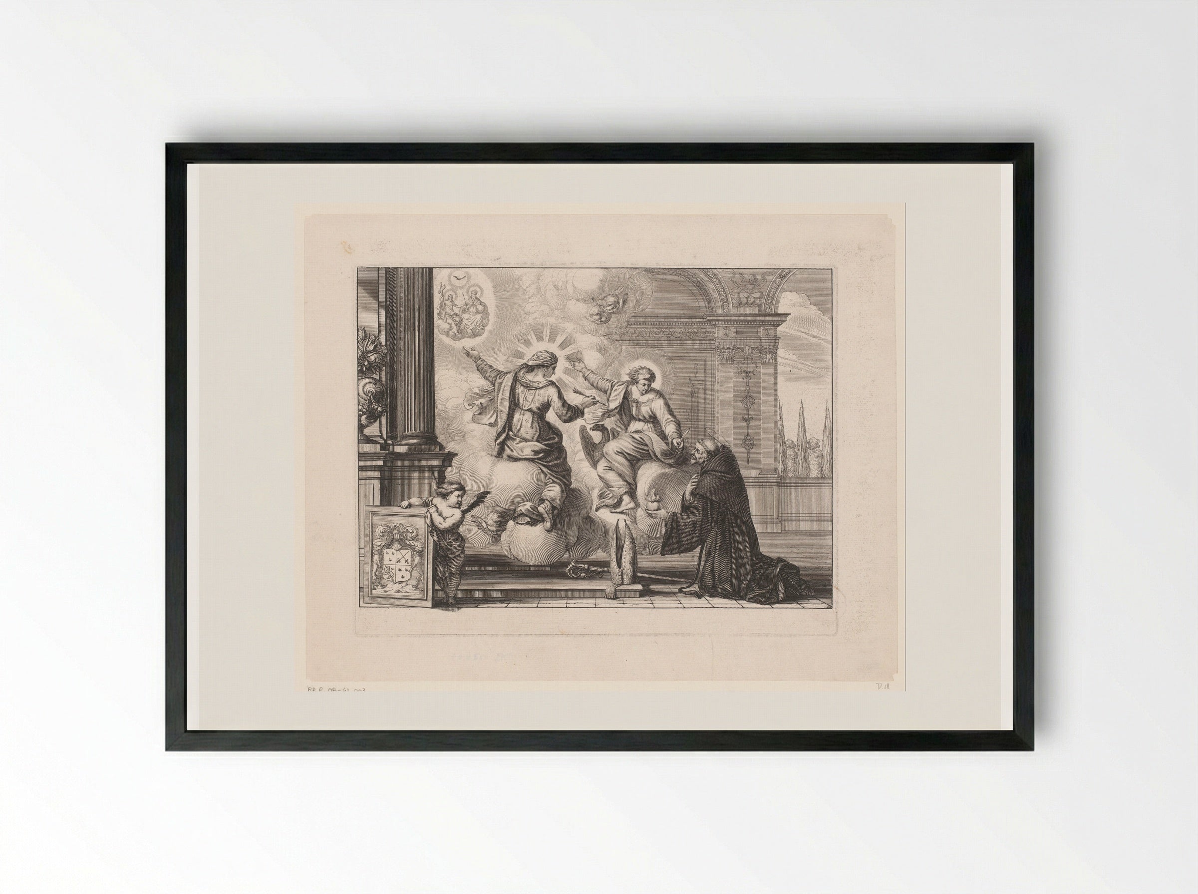 Visioen van de Heilige Augustinus - Abraham Bosse - Framed Print Black