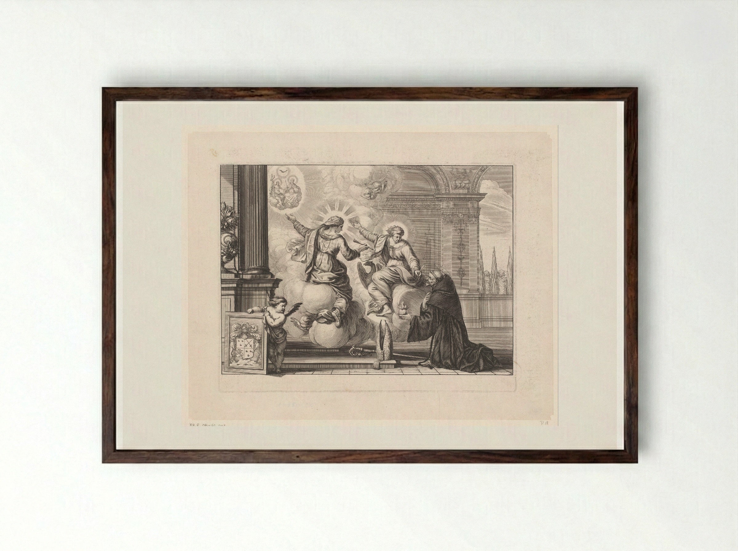 Visioen van de Heilige Augustinus - Abraham Bosse - Framed Print Dark Wood