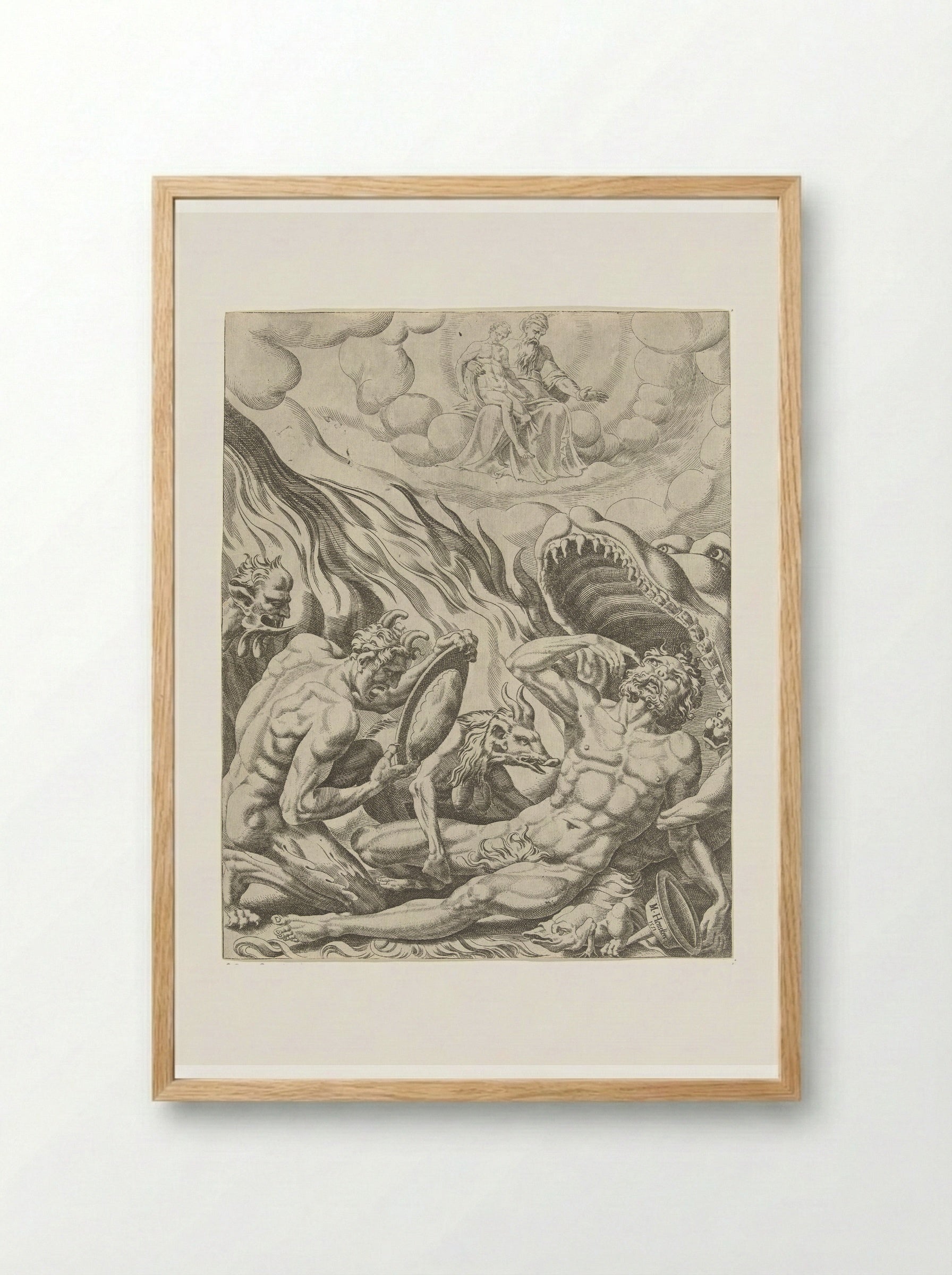 Visioen van de rijke man in de hel - Dirck Volckertsz. Coornhert - Framed Print Wood