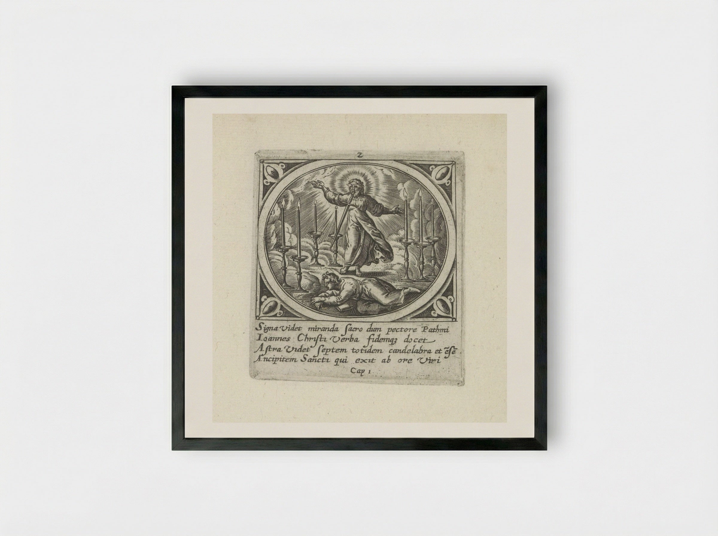 Visioen van de zeven gouden lampenstandaards - Gerard de Jode - Framed Print Black