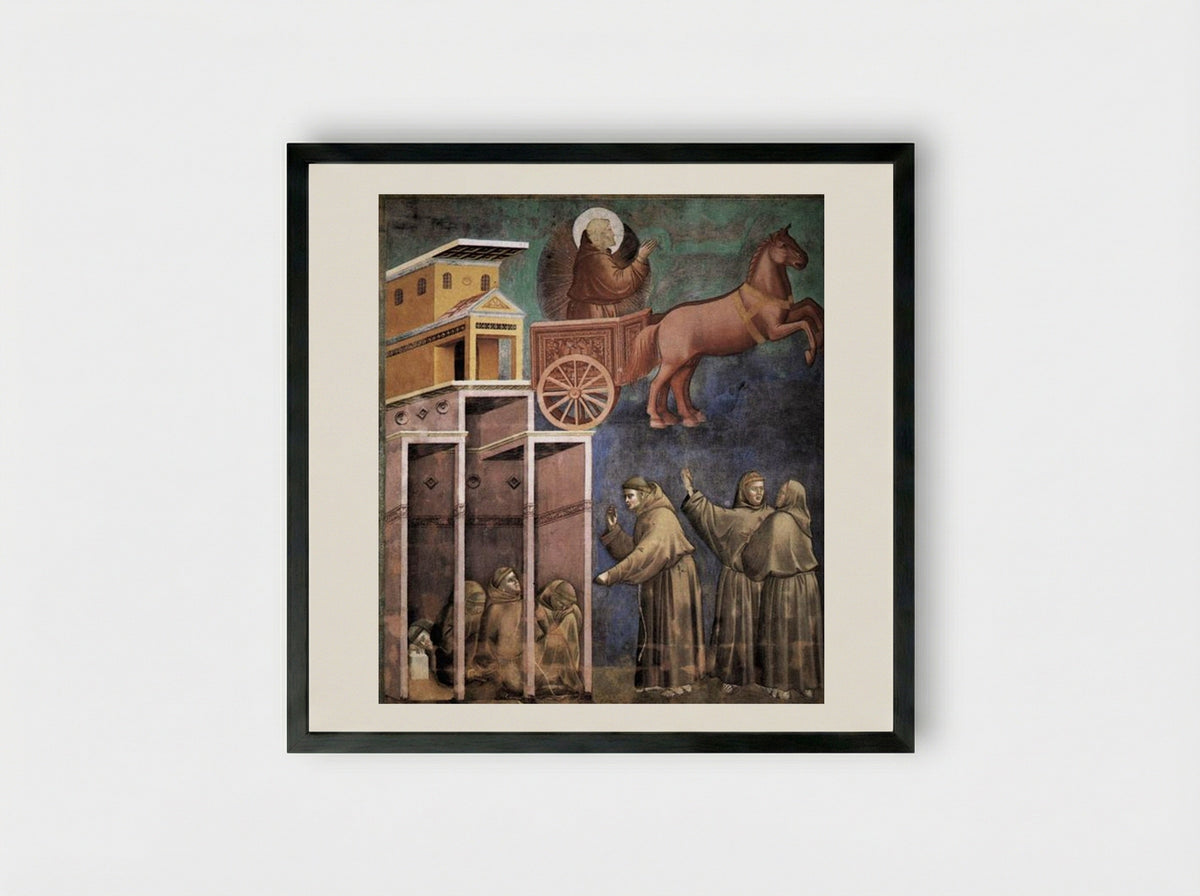 Vision of the Flaming Chariot - Giotto di Bondone - Framed Print Black
