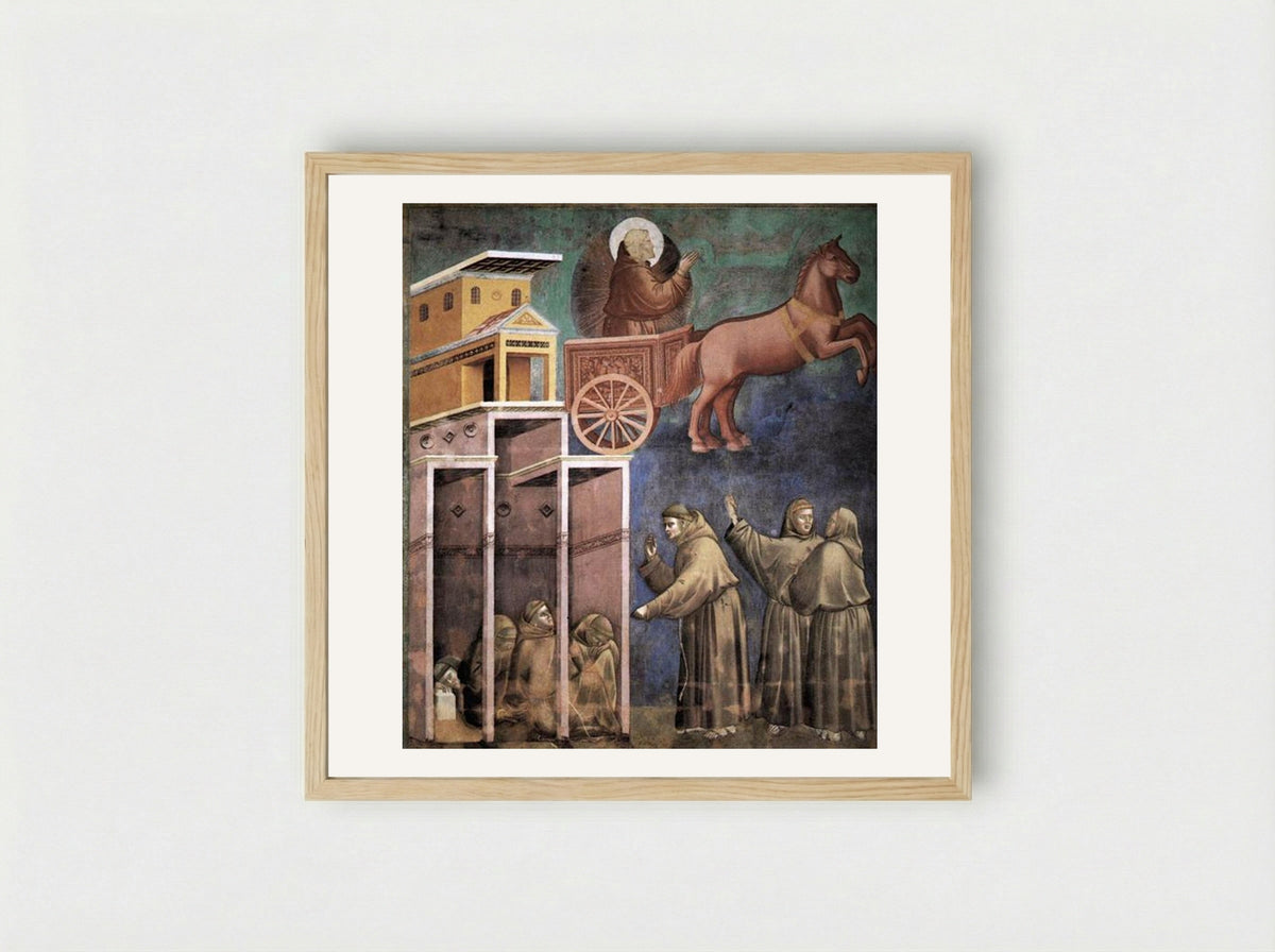 Vision of the Flaming Chariot - Giotto di Bondone - Framed Print Wood