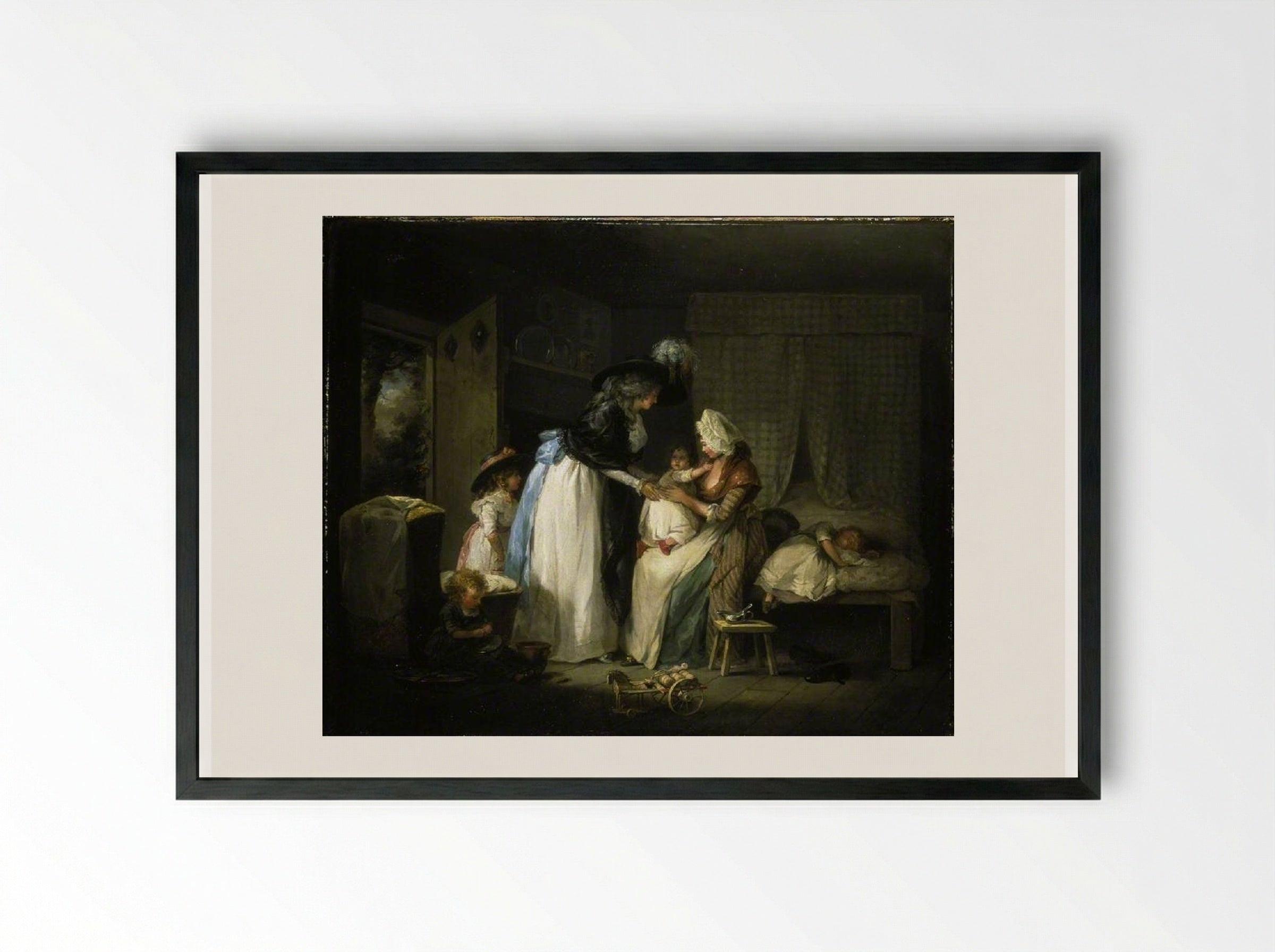 Visit to the Child at Nurse - George Morland - Framed Print Black
